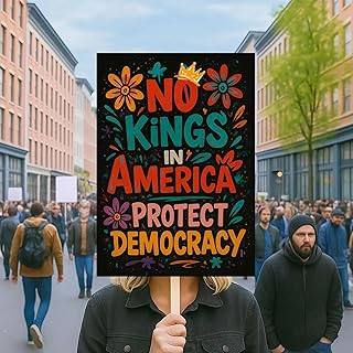 No Kings In America Protect Dem0cracy 18"x24" Protest Sign, No Kings Protest Signs to Carry, Anti DT Resistance, Political Activist Rally Signs, Resist Fascism Protest Poster for Men Women
