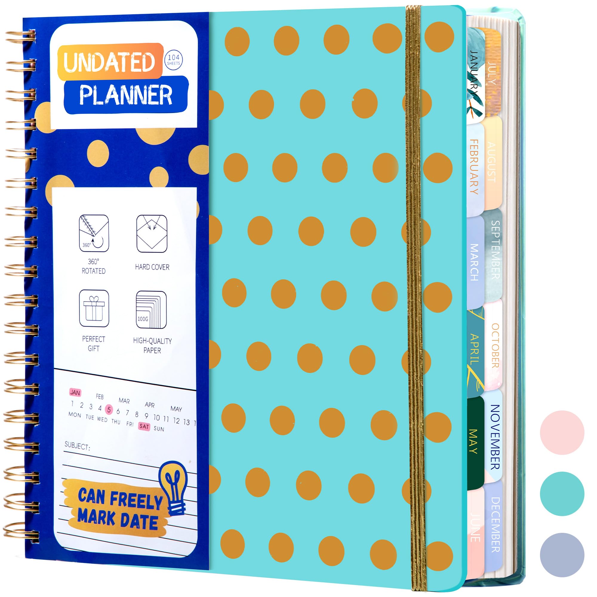 FLYING EAGLE Undated Work Planner Aesthetic Meeting Notebook for Work, Meeting Notes with Dividers Perfect Square Notebook for Women, Blue Teal