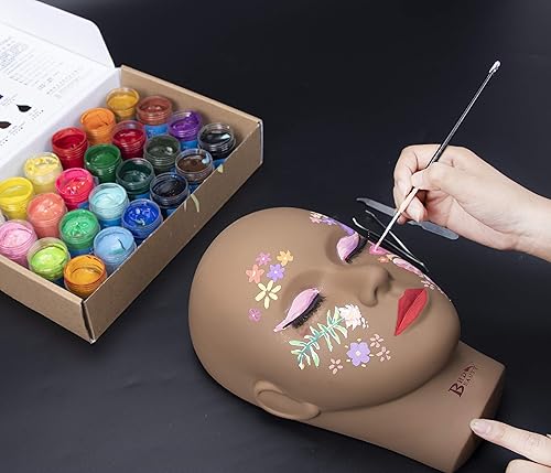 Miniatura 6 de BHD BEAUTY Cabeza de entrenamiento de pestañas para maquillaje Cosmetología marrón oscuro plano de PVC suave cabeza con agujero de montaje