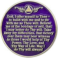 Vista 2 de Medallón AA de 5 años – Árbol de la Vida trenzado chapado en oro AA Chip de recuperación – morado