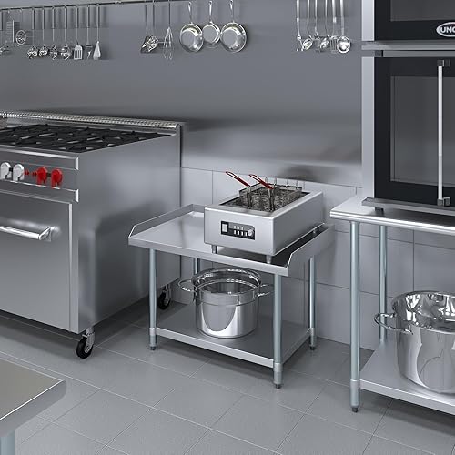 Miniatura 5 de AmGood Soporte de acero inoxidable de 24 x 36 pulgadas | Altura: 24 pulgadas | Mesa de parrilla comercial resistente