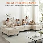 111" Sofa sectionnel en forme de glace en velours U, 4 Sofa de la mer, Beige