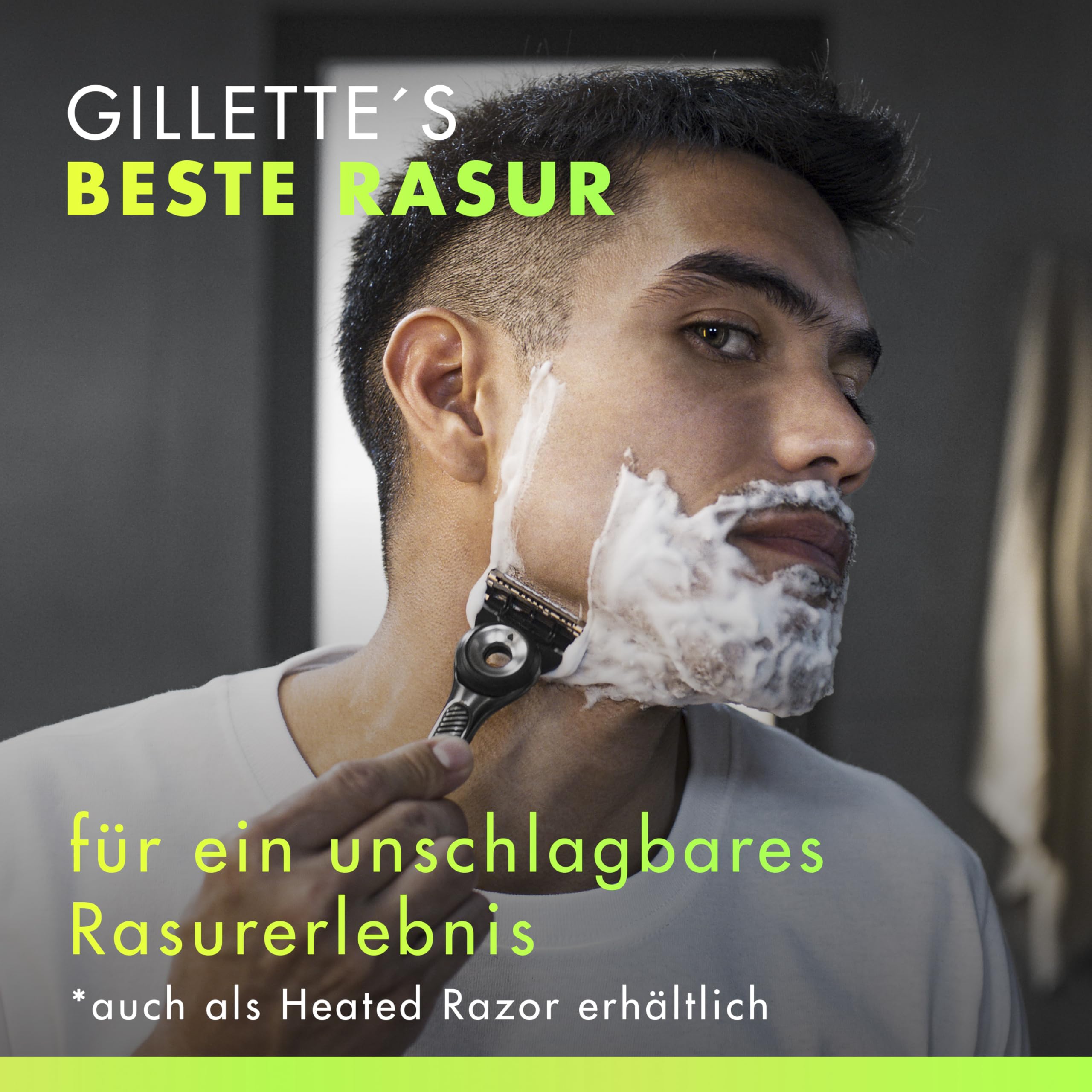 GilletteLabs Rasierer Herren mit Reinigungs-Element, Nassrasierer für Männer — Inkl. 1 Handstück, 5 Ersatzklingen und Magnetischer Dock — Edelstahl, Grau