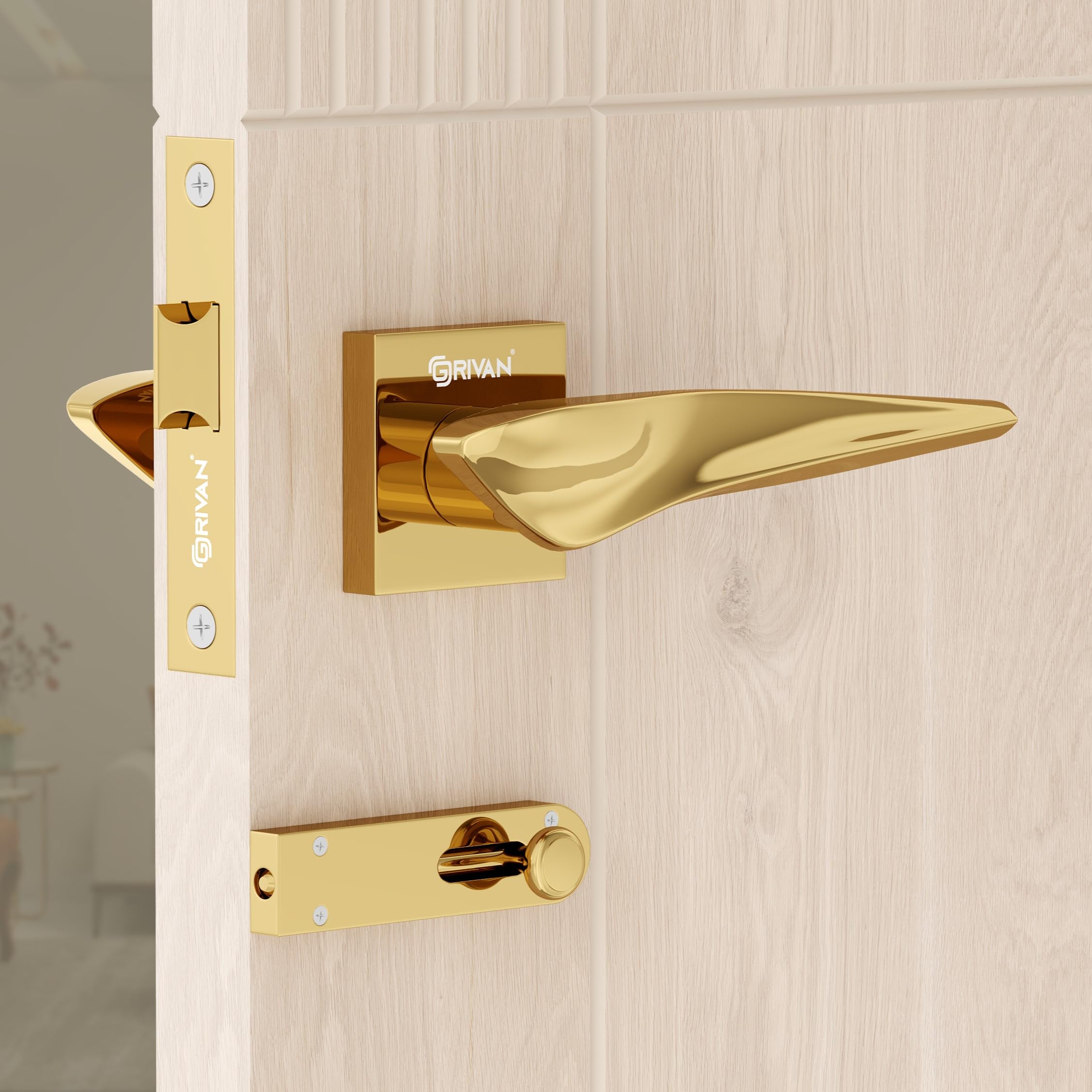 GRIVAN Premium Heavy Duty Door Locks for Main Door, Mortise Door Lock Set with 3 Brass Keys, Bedroom Door Lock, Handle Lock for Home/Office/Hotel (Gold Finish) | 2 Years Warranty — Amazon image 7