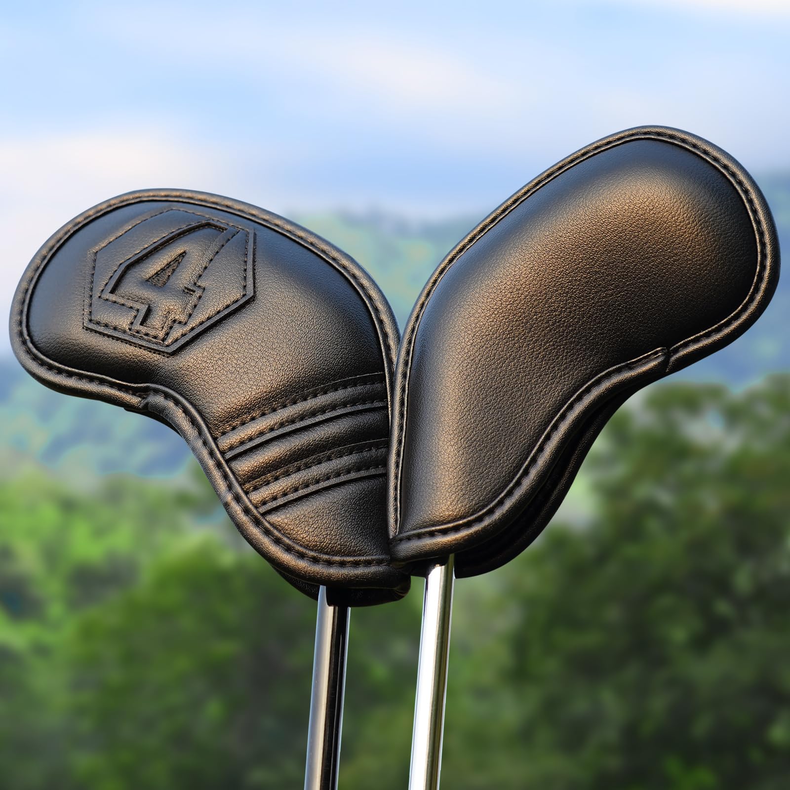 Magnetic Golf Iron Covers Set 10 Pcs Golf Iron Headcovers PU Leather Easy Off/On Protective Cover