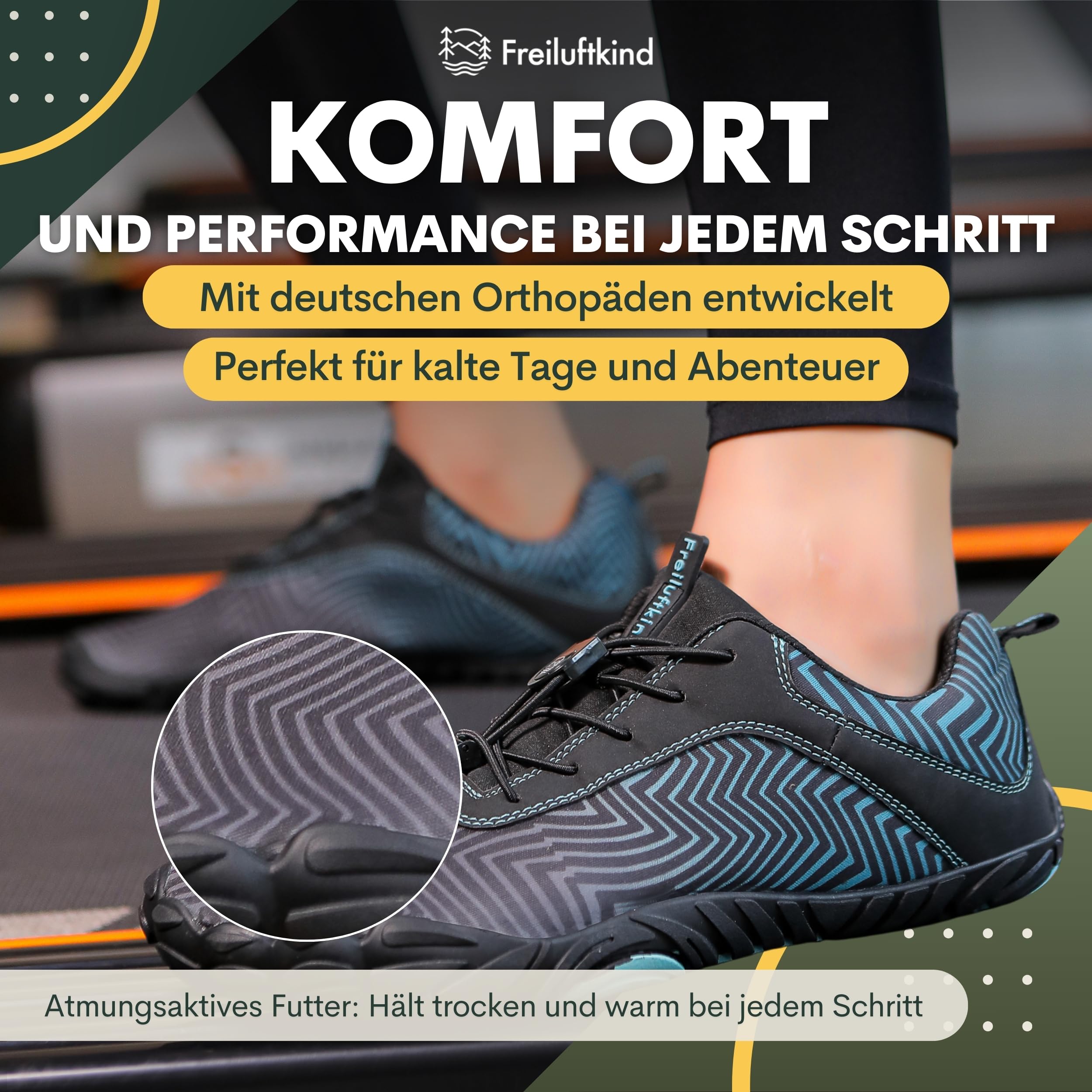Freiluftkind Das Original – Overland Wasserabweisende & gefütterte Barfußschuhe (/) – Unisex Barfussschuhe Winter
