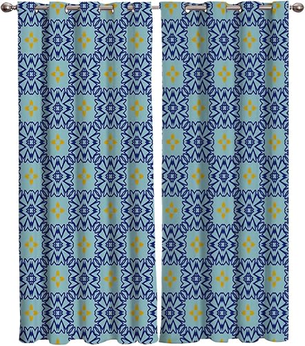 Blackout Curtains Thermal Insulated Antique Decor Solid Pattern Metal Grommet Elegant Room Drapes Window Curtain for Bedroom Living Room 52x84 Inch