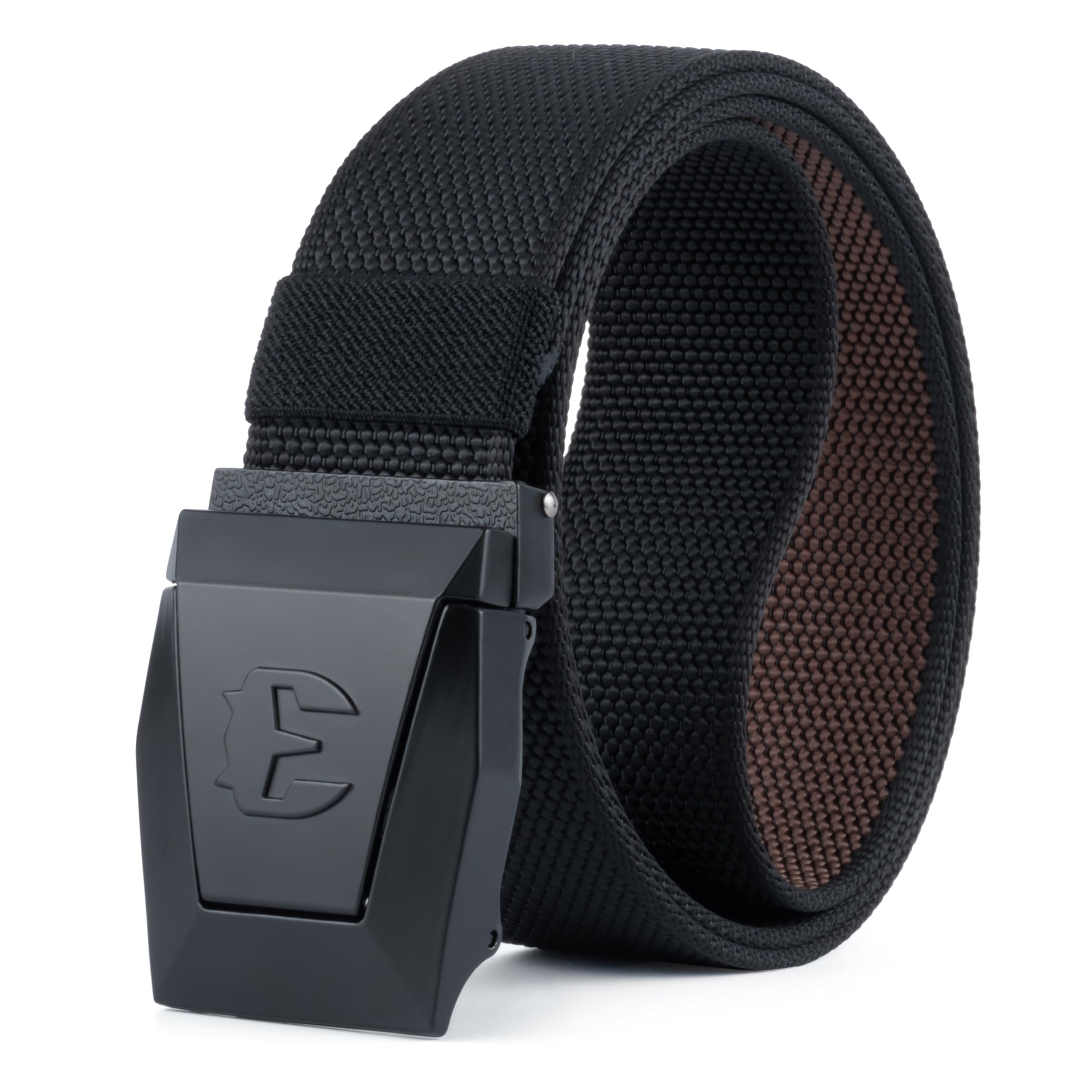 Brifield Men's Black Tactical Belt For One-Size Heavy Duty Security Military Hiking Rigger Nylon Web Work Thick 1.5" Quick Release Metal Buckle And Bottle Opener Reversible (Belt Only)