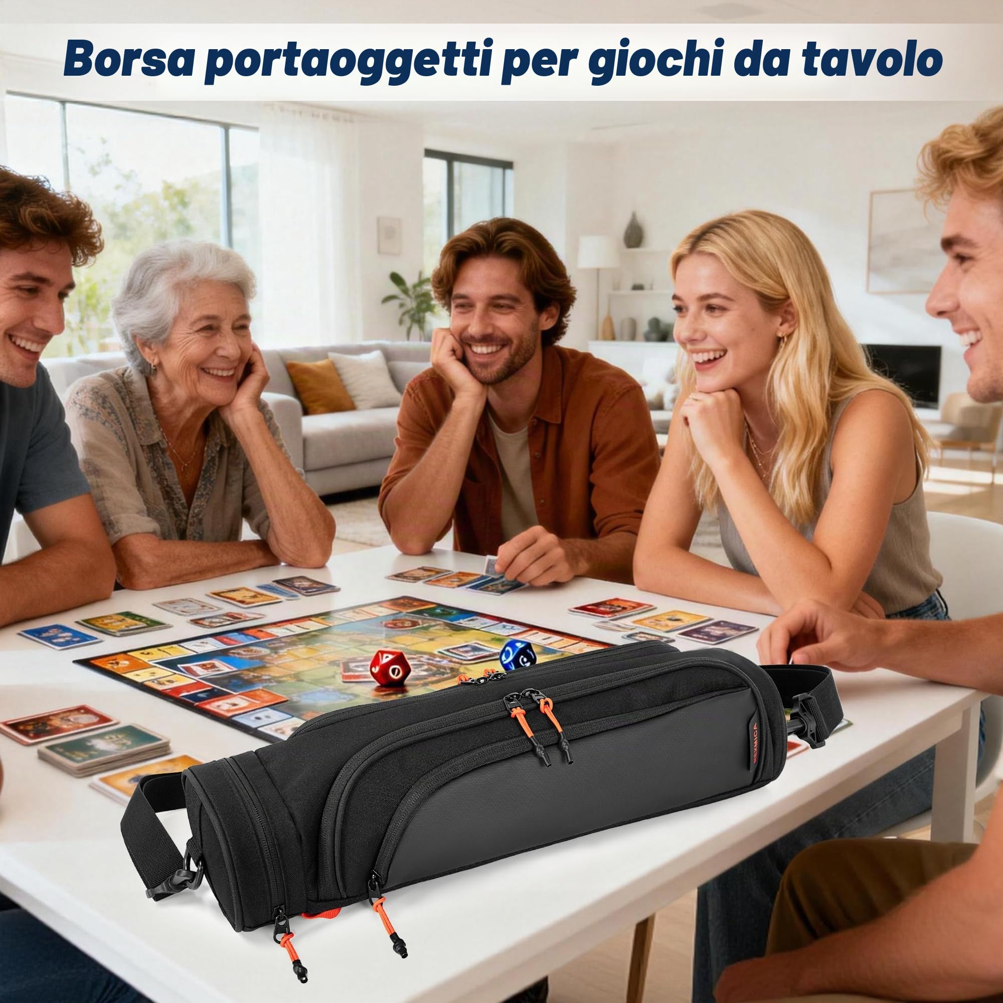 Rexmica Dual Borsa Portaoggetti per Tappetini da Gioco con Tracolla per 2 Tappetini da Gioco (35,5 x 61 cm), Custodia Tubolare per Tappetini da Gioco con Scomparto per Dadi per Gaming Playmat
