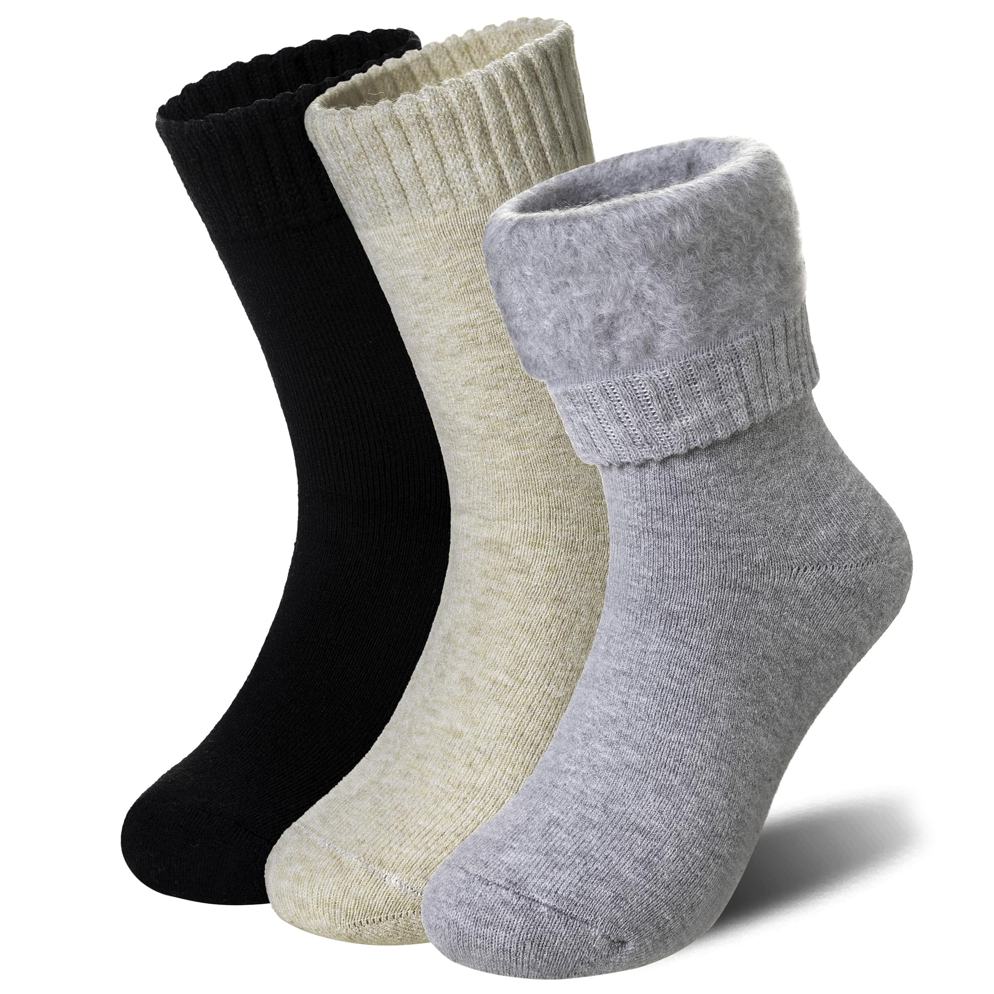 Women Heated Socks Ski Winter Thermal Hiking Snowboarding Thick Boot Insulated Socks 3 Pairs