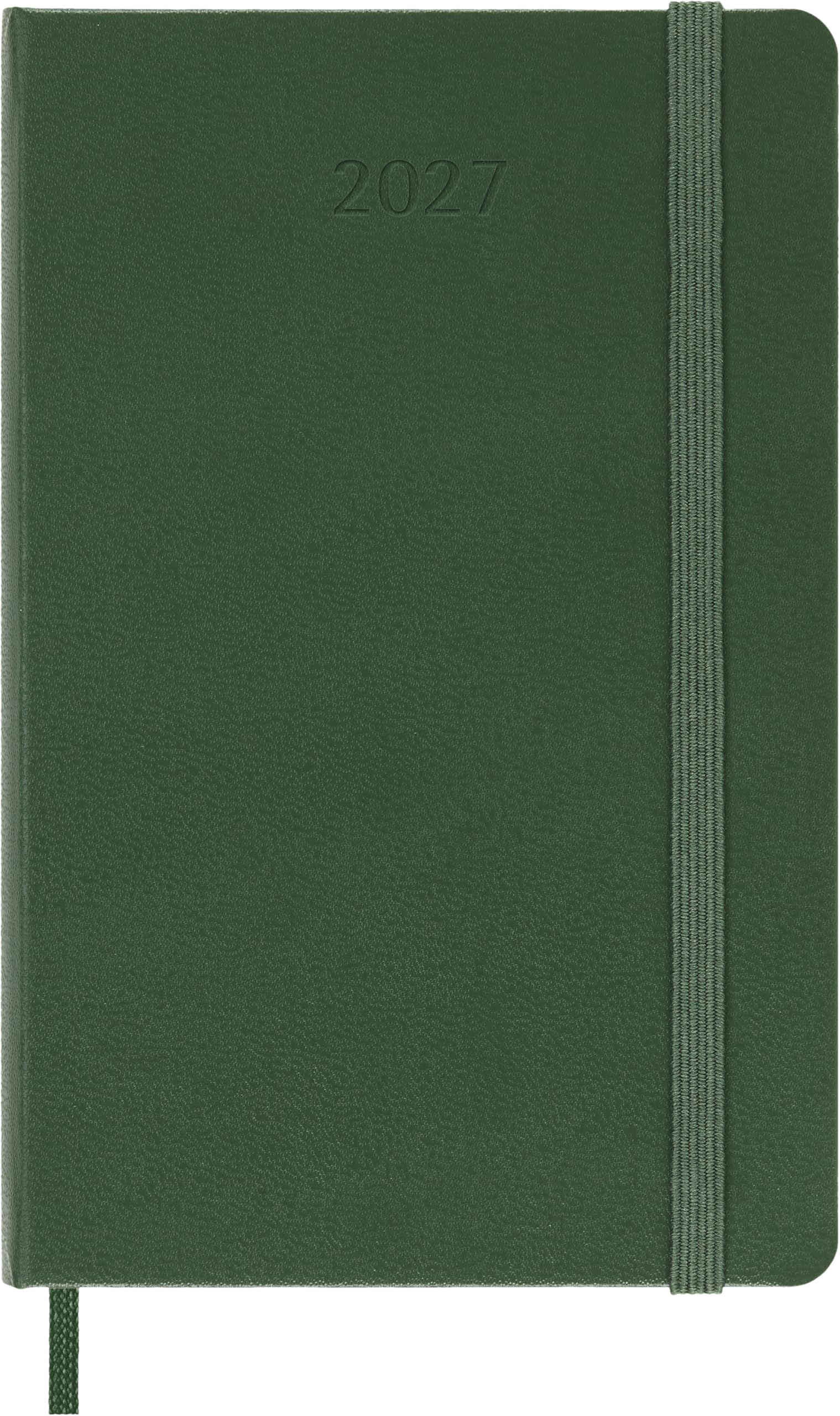 Moleskine Weekly Planner 2027, Hard Cover 12 Month Diary with Space for Notes and Elastic Closure, Pocket Size 9x14 Cm, Myrtle Green