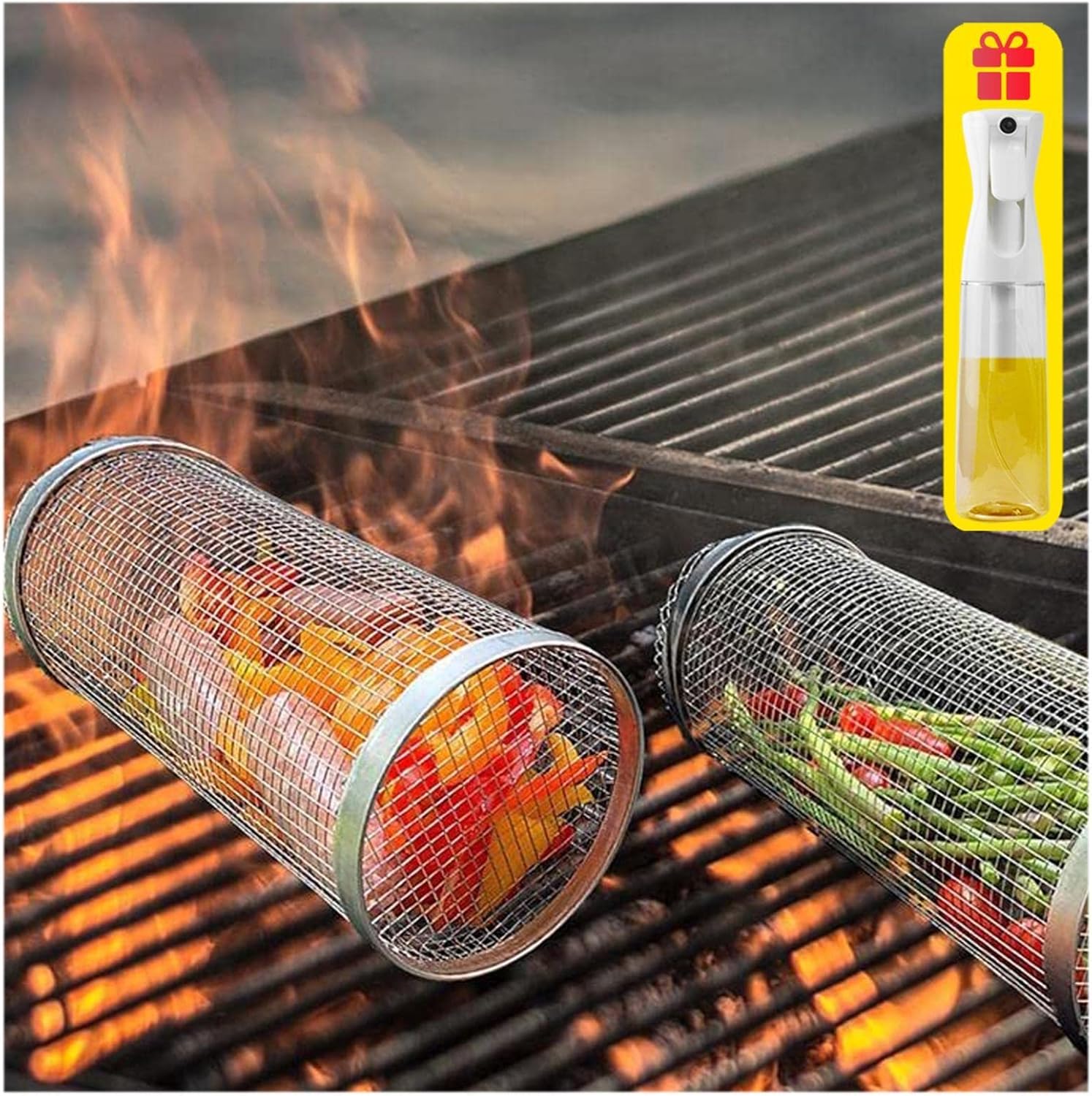 Amazon.co.jp ステンレス丸型グリル, 屋外グリル 持ち運びが容易 グリルあみ, すべてのグリルと野菜に長持ちするように構築された