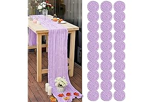 30 Pcs Vibrant Lilac Cheesecloth Table Runner 10FT