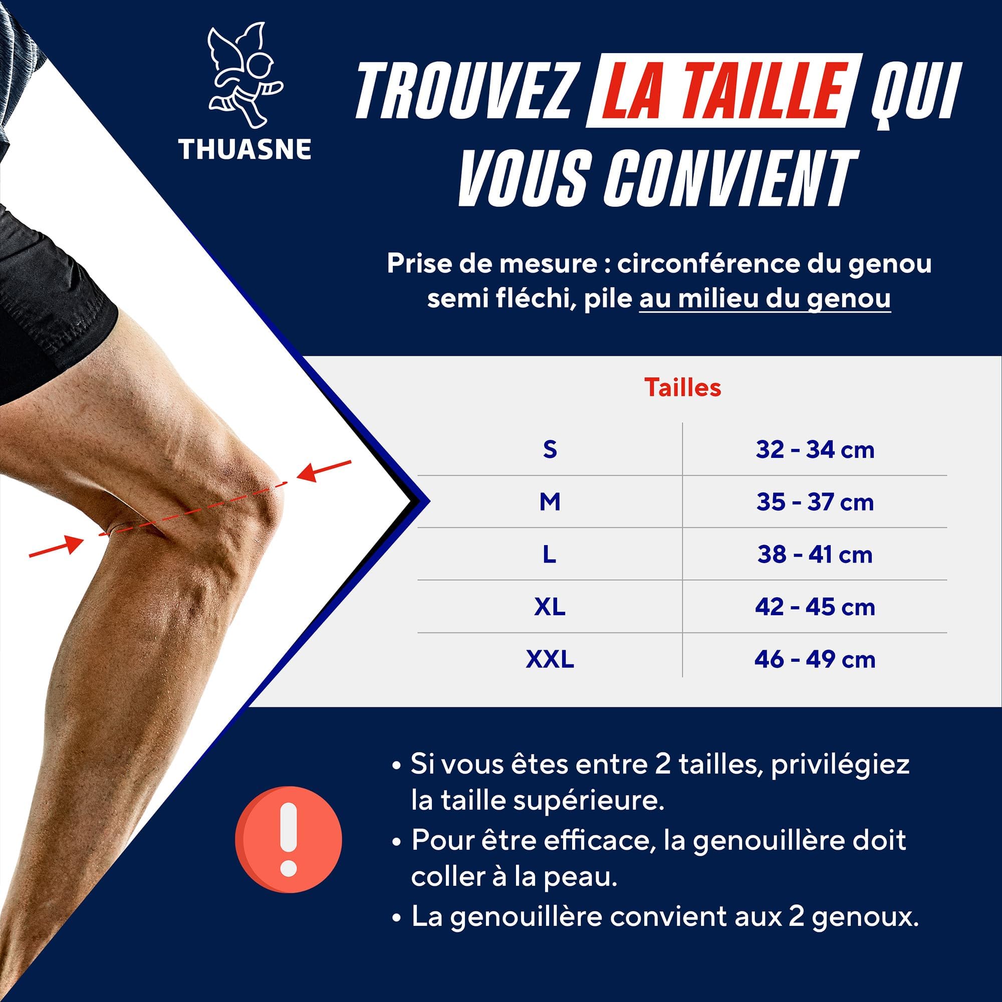 Thuasne Sport - Genouillère Rotulienne Renforcée -Tendinopathie, Instabilité Rotulienne Légère - Tricot Compressif - Indice de Maintien 2/3 - Dispositif Médical CE