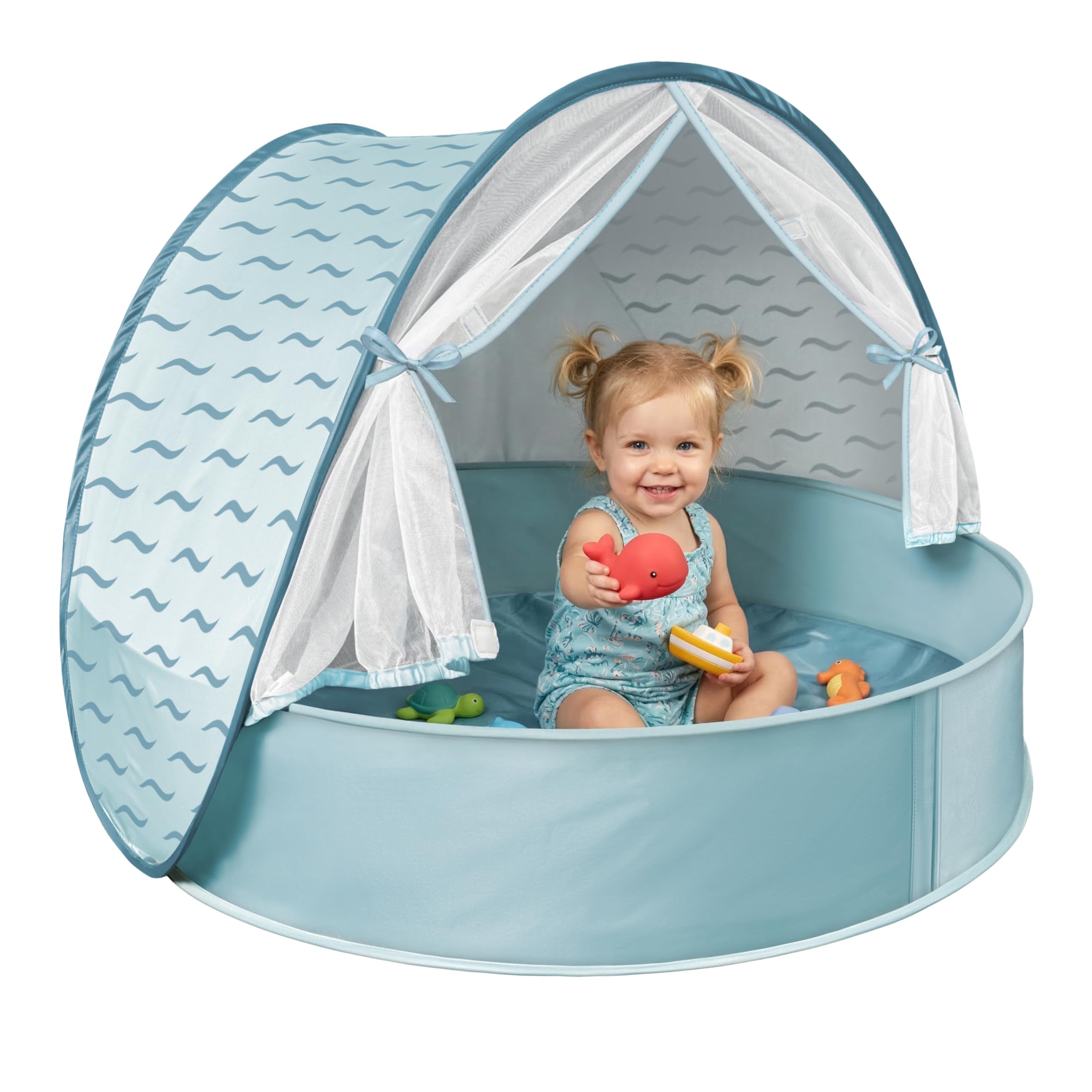 Strandmuschel Baby mit UV-Schutz UPF 50+, Pop-Up Strandzelt für Kinder & Babys, Automatischer Aufbau, Windschutz, inkl. Tragetasche & Heringe, Sommer Must-Have