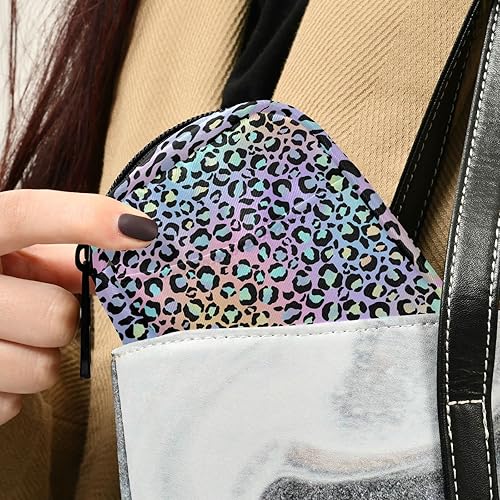 Miniatura 5 de Pfrewn Estuche organizador de píldoras, diseño de leopardo con manchas de neón, degradado, pastillero de viaje con cremallera para 7 días, portátil,