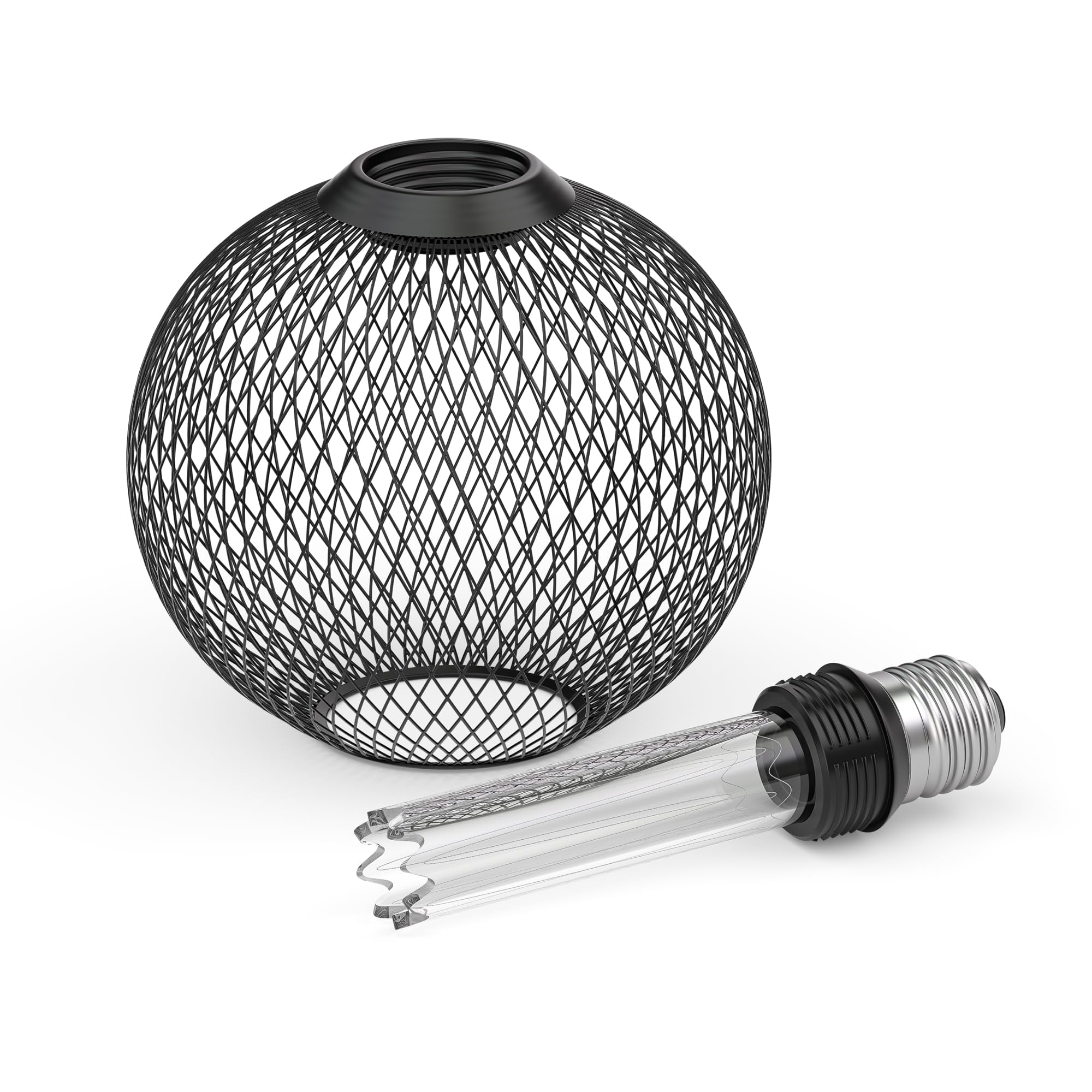 ledscom.de 4x E27 LED Leuchtmittel, Lampe, Metallkäfig schwarz, G120, extra warmweiß (1800 K), 4W, 220lm