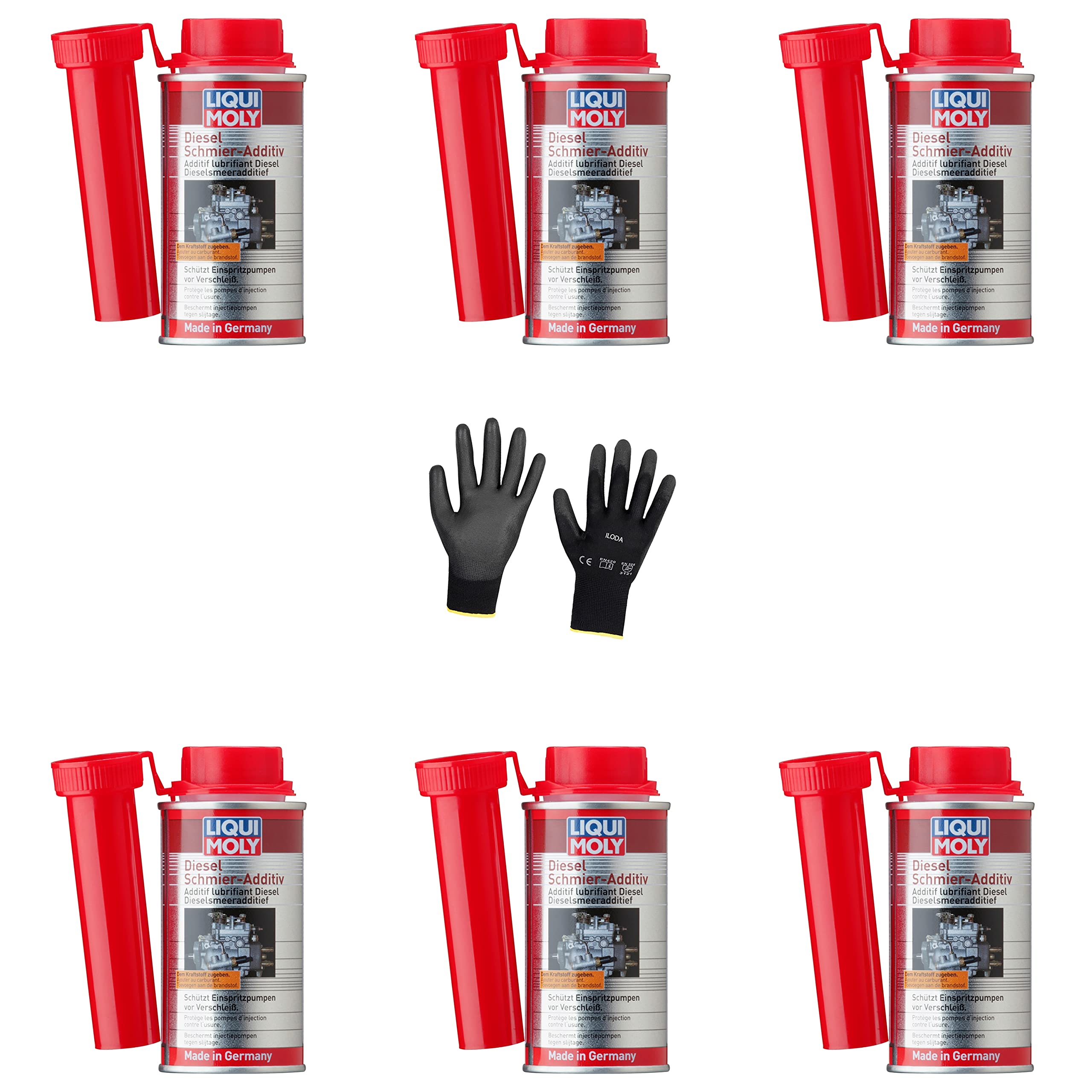 6xOriginal Liqui Moly 150ml Diesel-Schmieradditiv 5122 Schutzhandschuhe