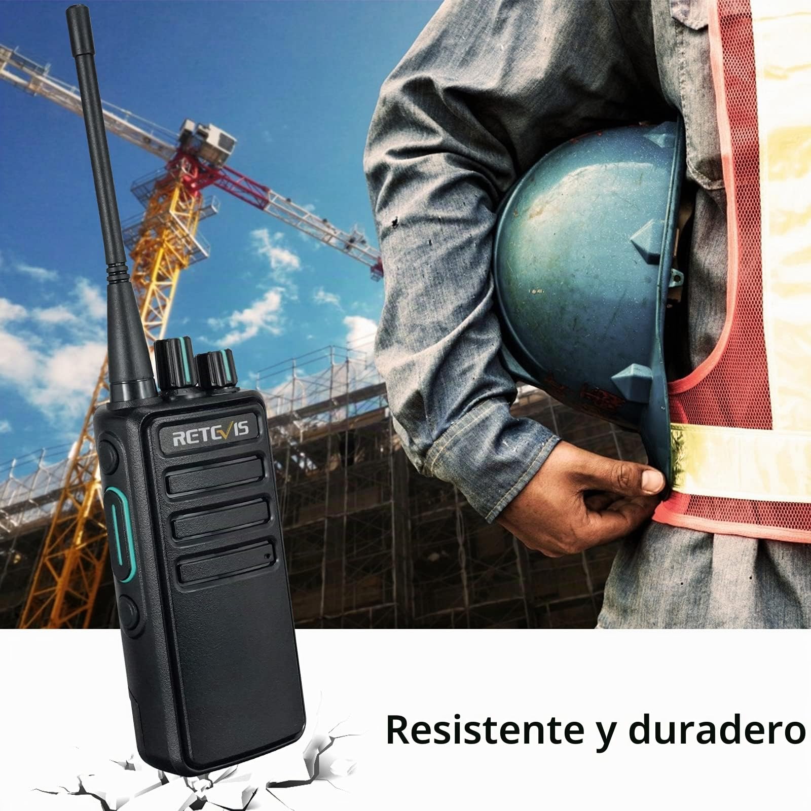 Retevis RB629 Walkie Talkie, PMR446 Walkie Talkie Portátil con Función de Clonación Inalámbrica, VOX, Alarma de Emergencia, Walkie Talkies Largo Alcance con Micrófono para Obras (4 Piezas, Negro)