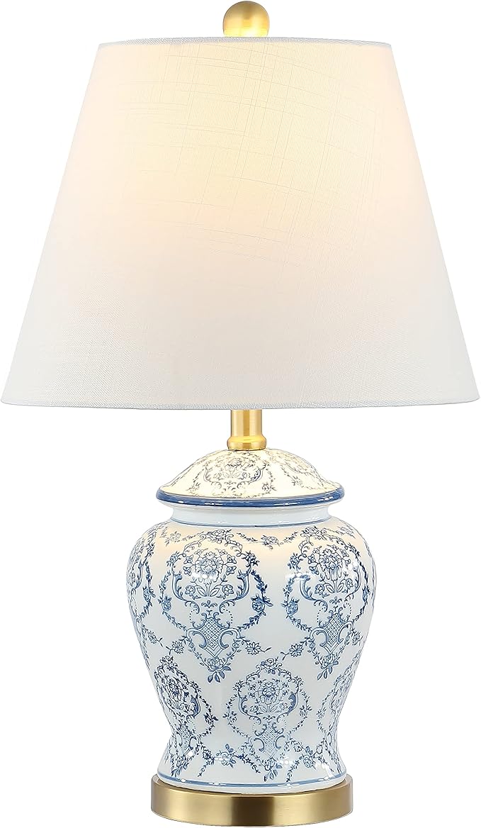 JONATHAN Y JYL3085A Juliana 22.25" Traditional Classic Chinoiserie Ceramic LED Table Lamp French Country Bedside Desk Nightstand Lamp for Bedroom Living Room Office College Bookcase, Blue/White