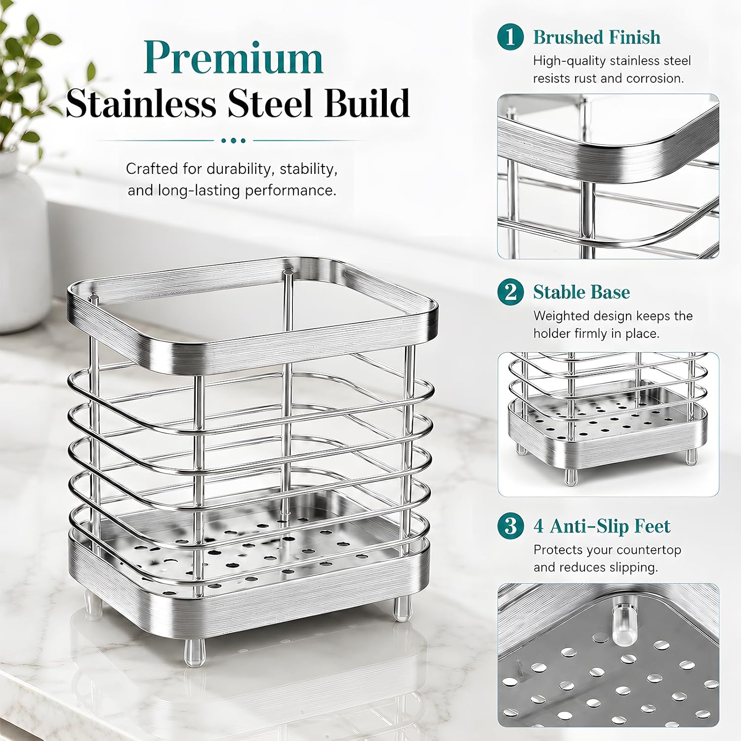 Stainless Steel Electric Toothbrush Holder for Bathroom with Drainage