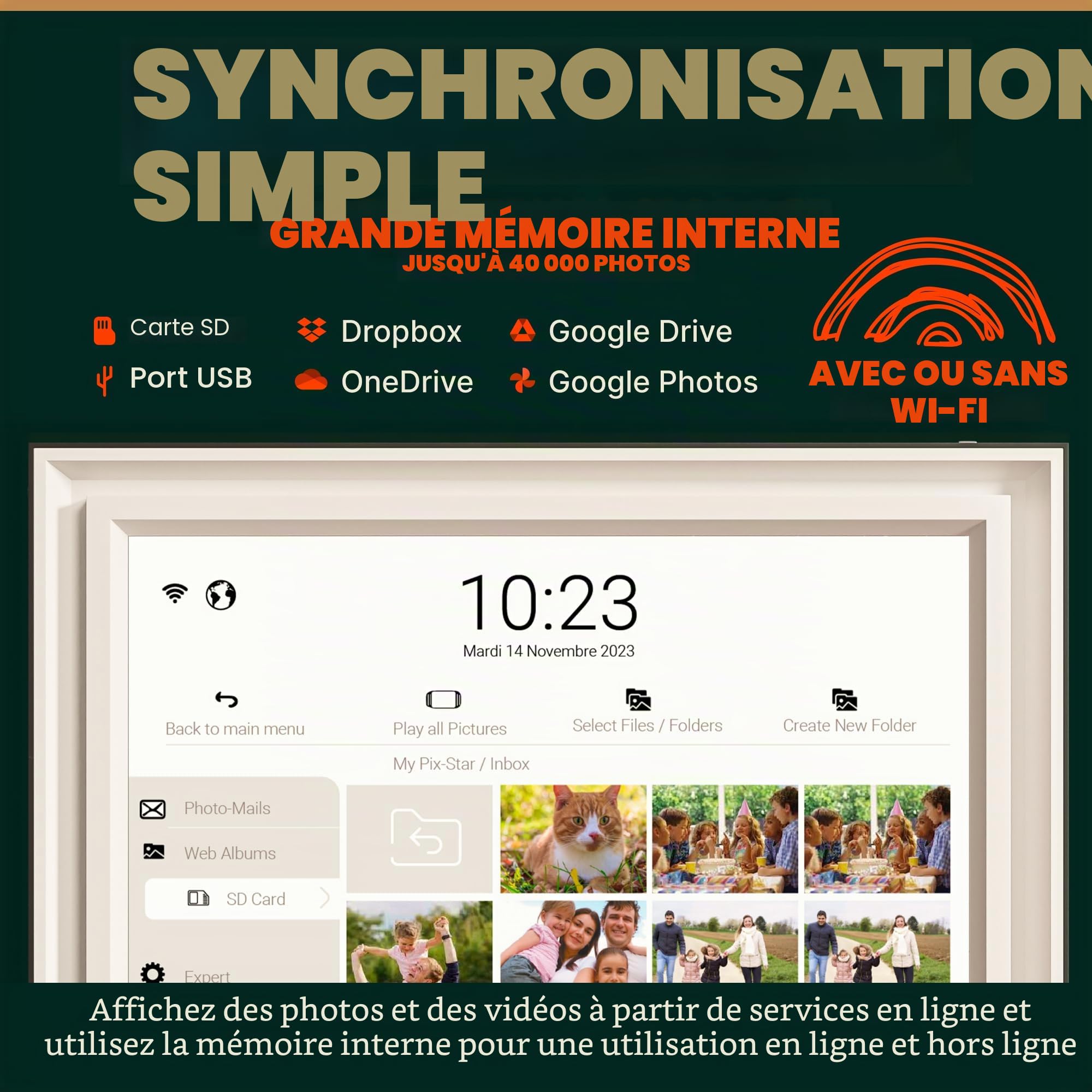 PixStar LUX Cadre photo numérique 17 pouces