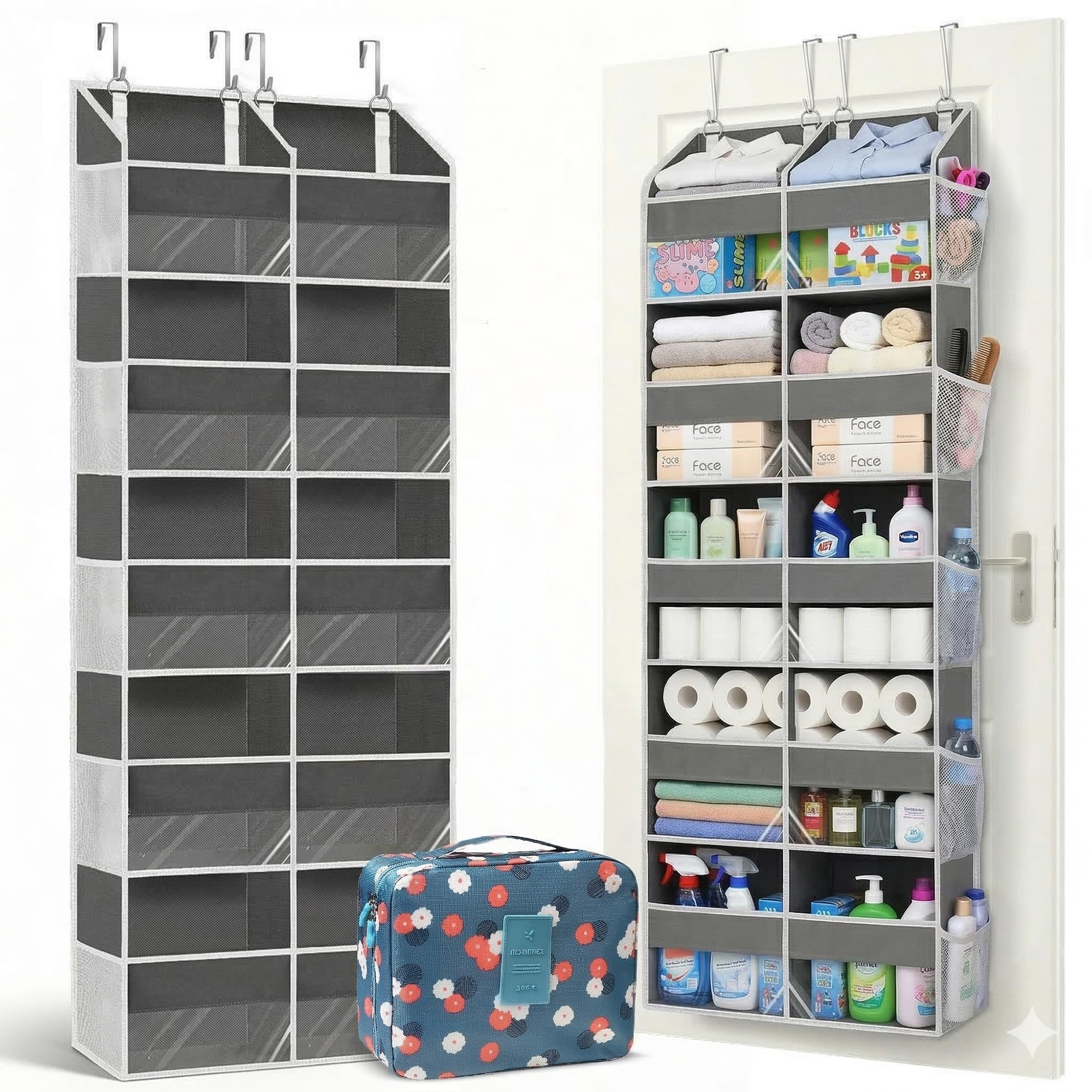 Photo 1 of Hamna Collections Dual Column Over the Door Organizer with Toiletry Bag