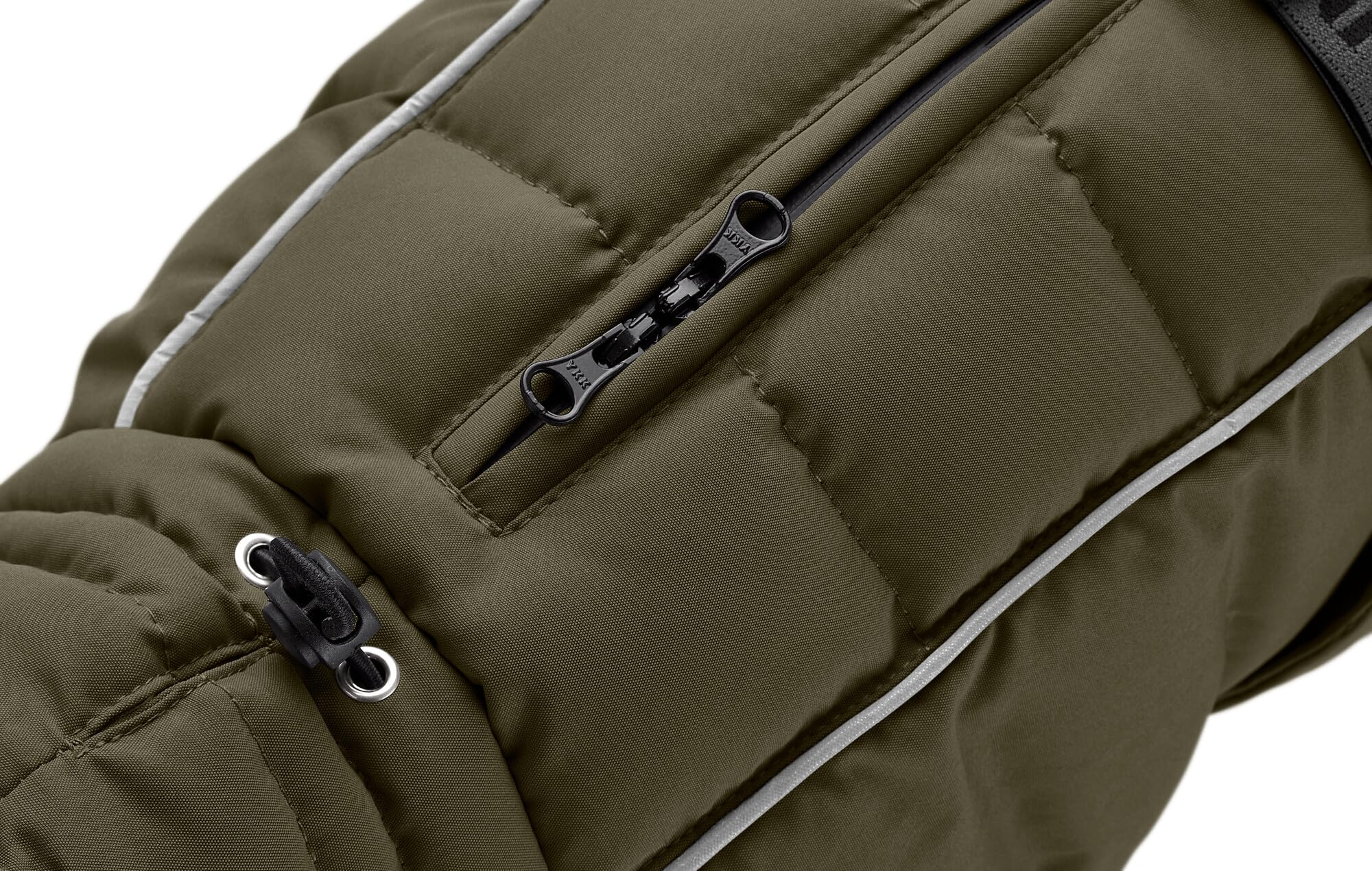 HUNTER Hundemantel Paxson Mops & Co., Farbe: Oliv, stylischer Puffermantel, wasserabweisend, reflektierende Details, optimaler Sitz für kompakte Hunde, maschinenwaschbar, Größe: 40
