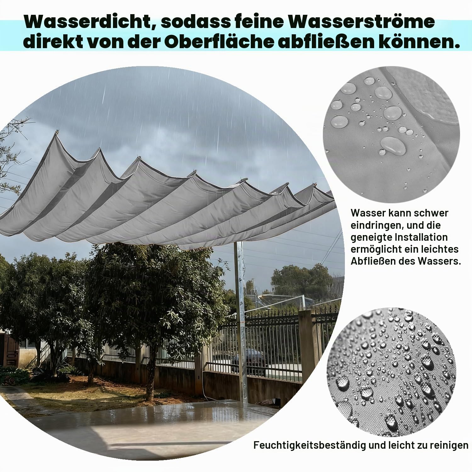 Sonnensegel einziehbares, 2x4M, Verstellbar Schattenabdeckung, Garten verstellbar Schutz vor UV-Strahlungen Sonnensegel, Verstellbar Sonnen-Segel Für Terrasse Terrassengarten, Hellgrau