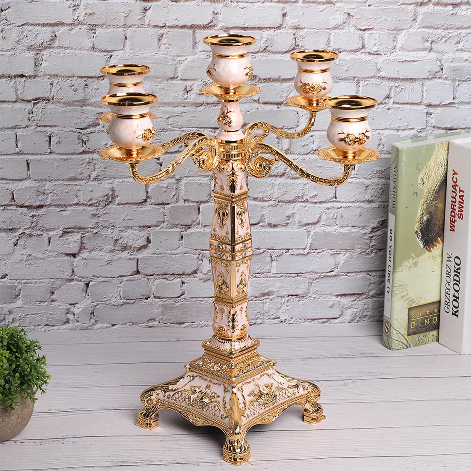 5 Candelabra di Candele, Portacandele in Metallo in Stile Europeo Candelabra di Lusso Decorazione da Tavolo per La Festa di Natale
