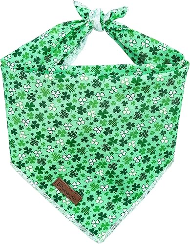 UP URARA PUP Pañuelo para perro del día de San Patricio bufanda triangular de trébol para perros pequeños y medianos pañuelo de algodón para