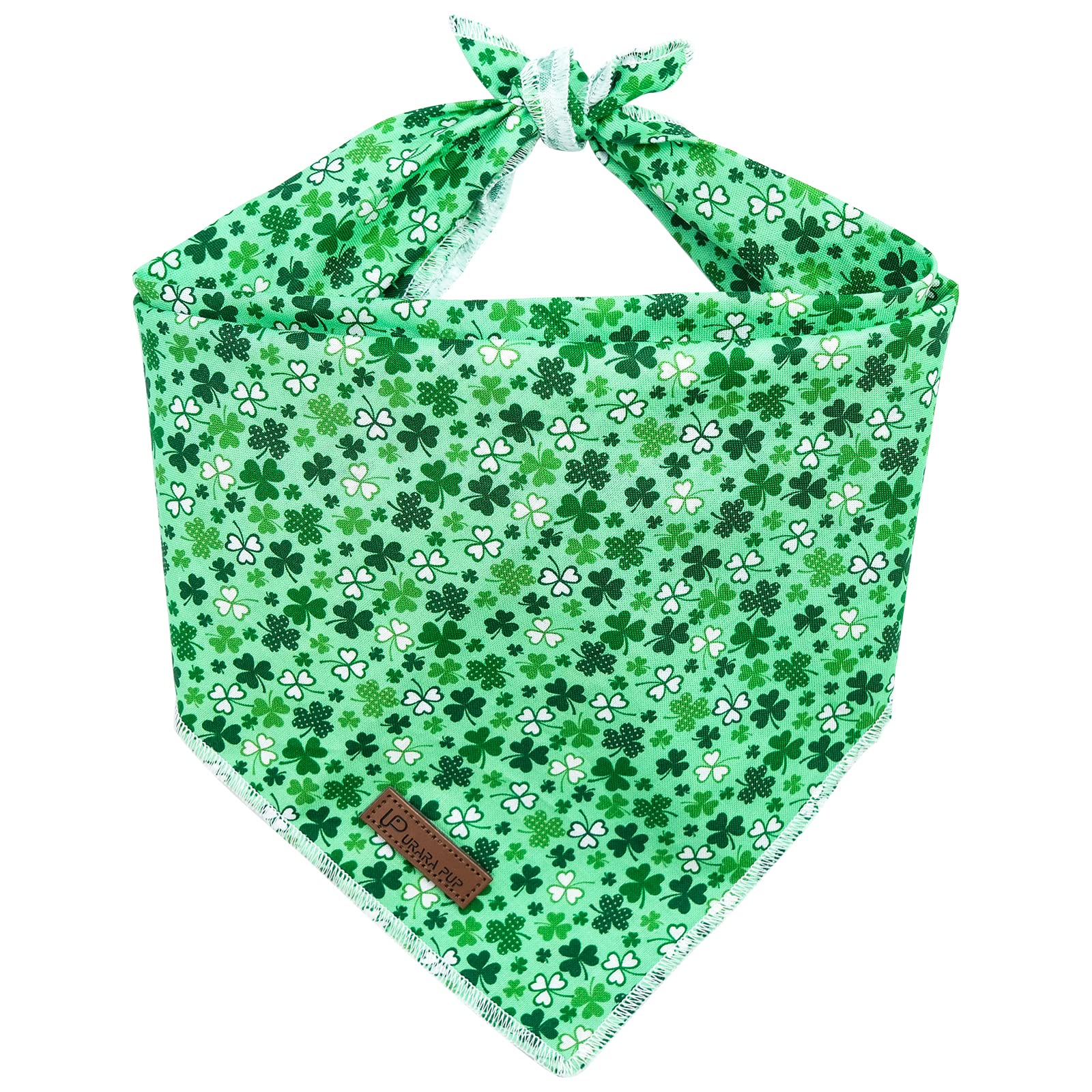 UP URARA PUP St. Patrick's Dog Bandanas, Shamrock Triangle Bid Scarf for Medium Large Girl Boy Dogs, Spring Cotton Puppy Kerchief, Green Dog Bandana