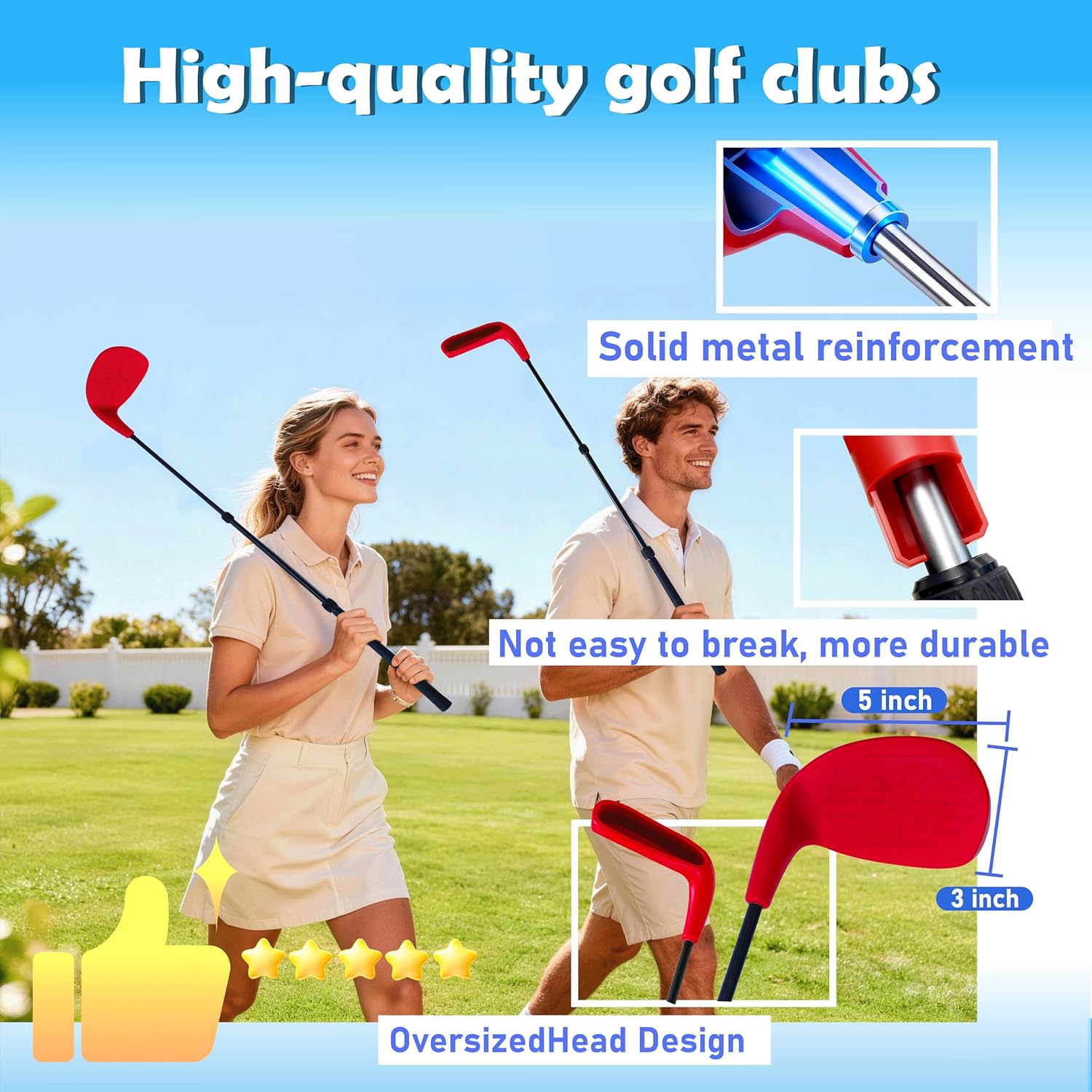 Ultimate 6 Holes Backyard Outdoor Golf Games with 2 Adjustable Clubs, Lawn Golf Game for Adults to Practice, Idea for Camping/Party/Beach