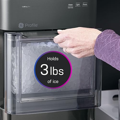 Vista 18 de GE Profile Opal 2.0 - Máquina de hielo nugget para la encimera, con depósito lateral, máquina de hielo con conectividad WiFi, esenciales de cocina
