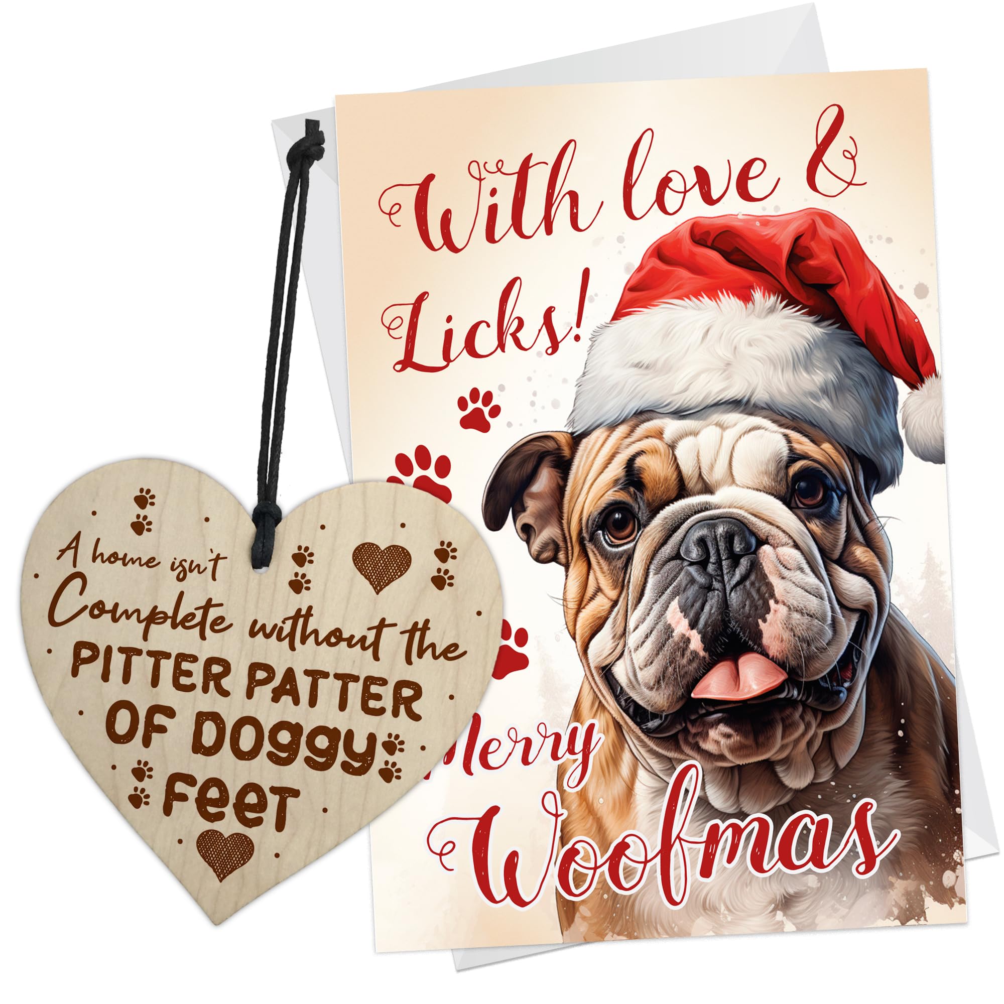 RED OCEAN Christmas Card Novelty From The Dog, Bulldog Christmas Card For Mum Dad Brother Sister Son Daughter, Dog Dad Cards, Dog Mum Cards
