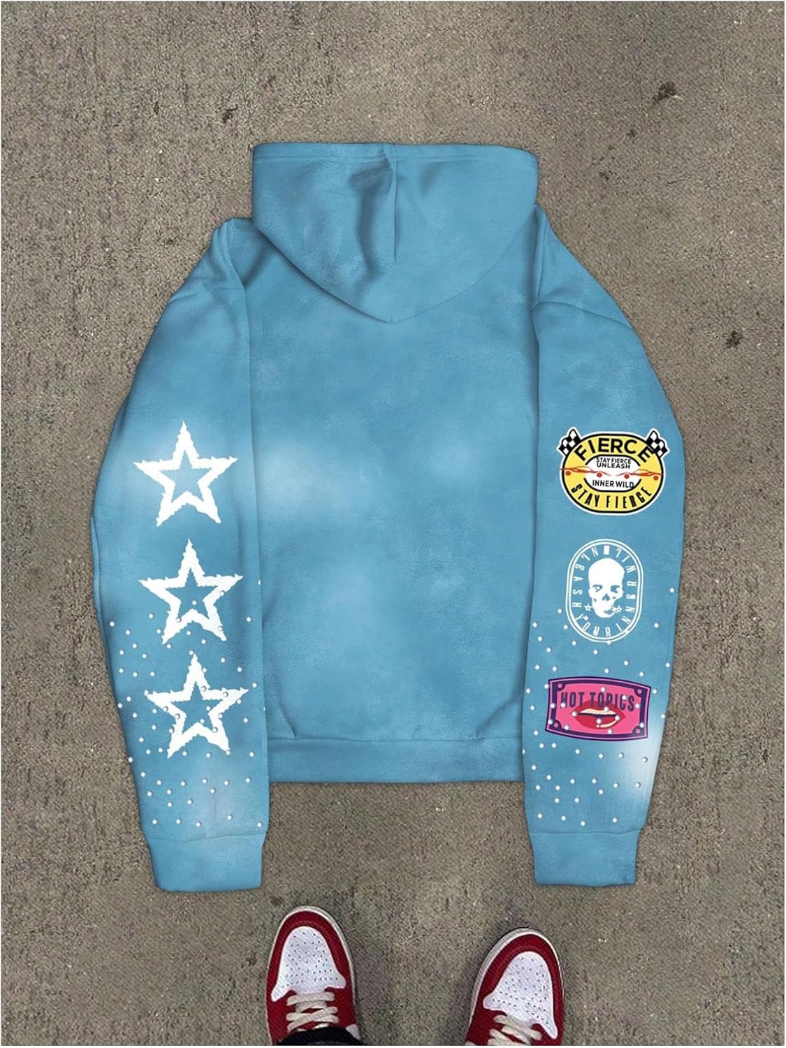 Men's Star Letter Graphic Y2K Hoodies Zip Up Long Sleeve Hooded Sweatshirts Drip Clothes - Image 2