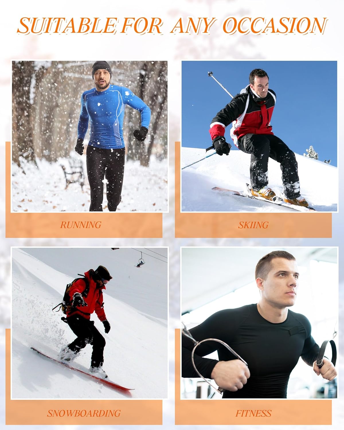 6 Pack Men's Thermal Compression Shirt Long Sleeve Fleece Lined Winter Sports Running Base Layer Top for Cold - Image 5