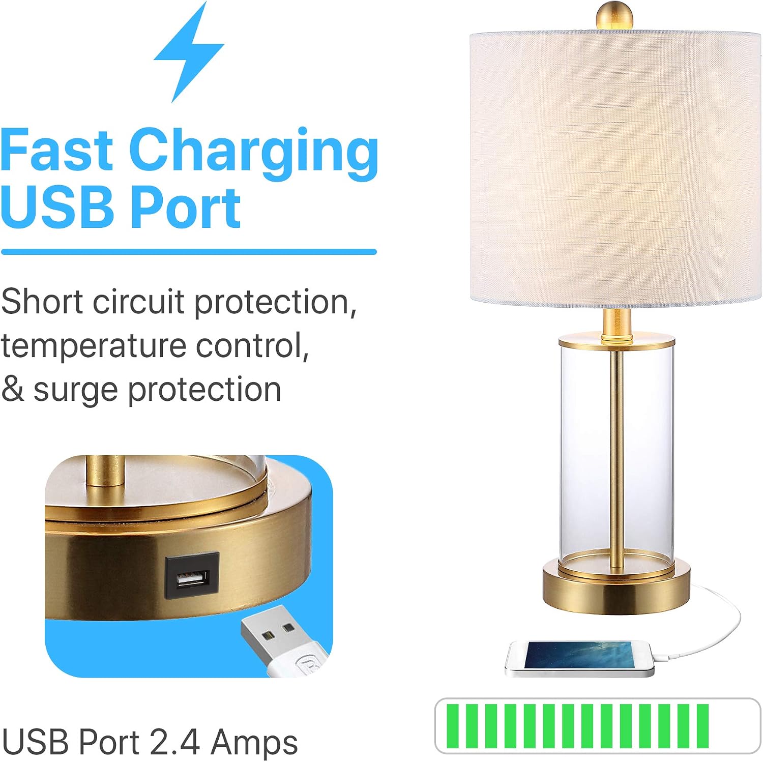 Hоt Dеаlѕ JONATHAN Y JYL8500B-SET2 JYL8500-SET2 USB Charging LED Table Lamp, Glam for Bedroom, Living Room, Office, 1 Light, Brass Gold/Clear Hоttеѕt Sаlеѕ JONATHAN Y JYL8500B-SET2 JYL8500-SET2 USB Charging LED Table Lamp, Glam for Bedroom, Living Room, Office, 1 Light, Brass Gold/Clear