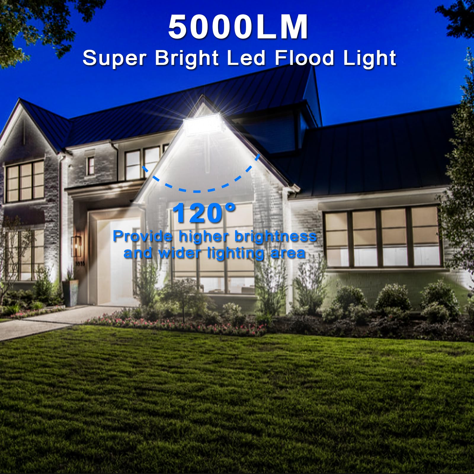 CREATESTAR Projecteur LED Exterieur 50W, 2 Pièce 5000LM Spot Led Extérieur, 6500K Blanc Chaud Projecteur LED, IP65 étanche Eclairage Exterieur pour Portes, Couloir, Garage, Cour et Jardin
