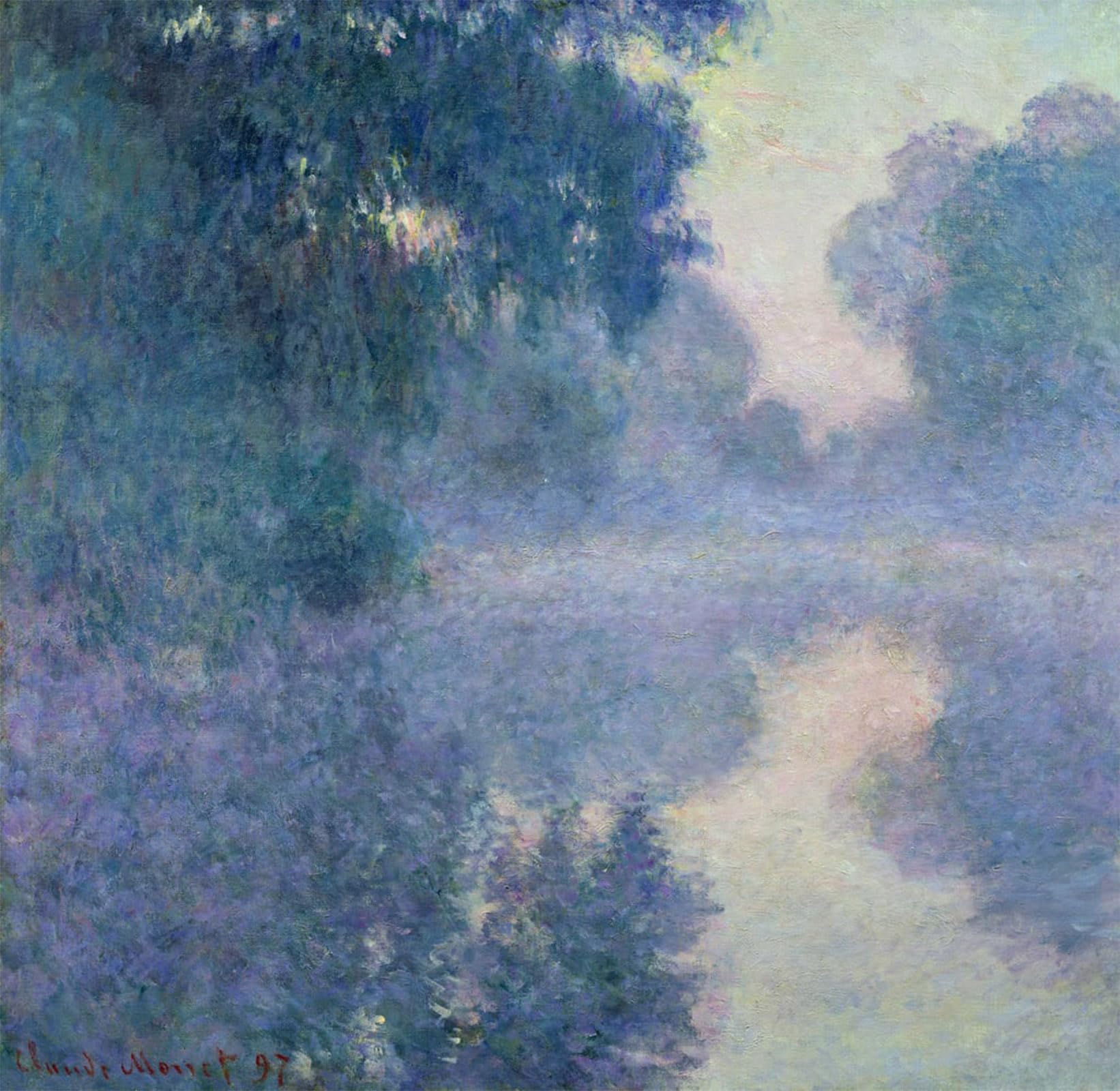 ARTXLXXBN Famous Prints Artwork Pictures Poster Painting Art Branch of the Seine Near Giverny by Claude Monet Artwork Landscape Pictures for Home Decor 60x90cm