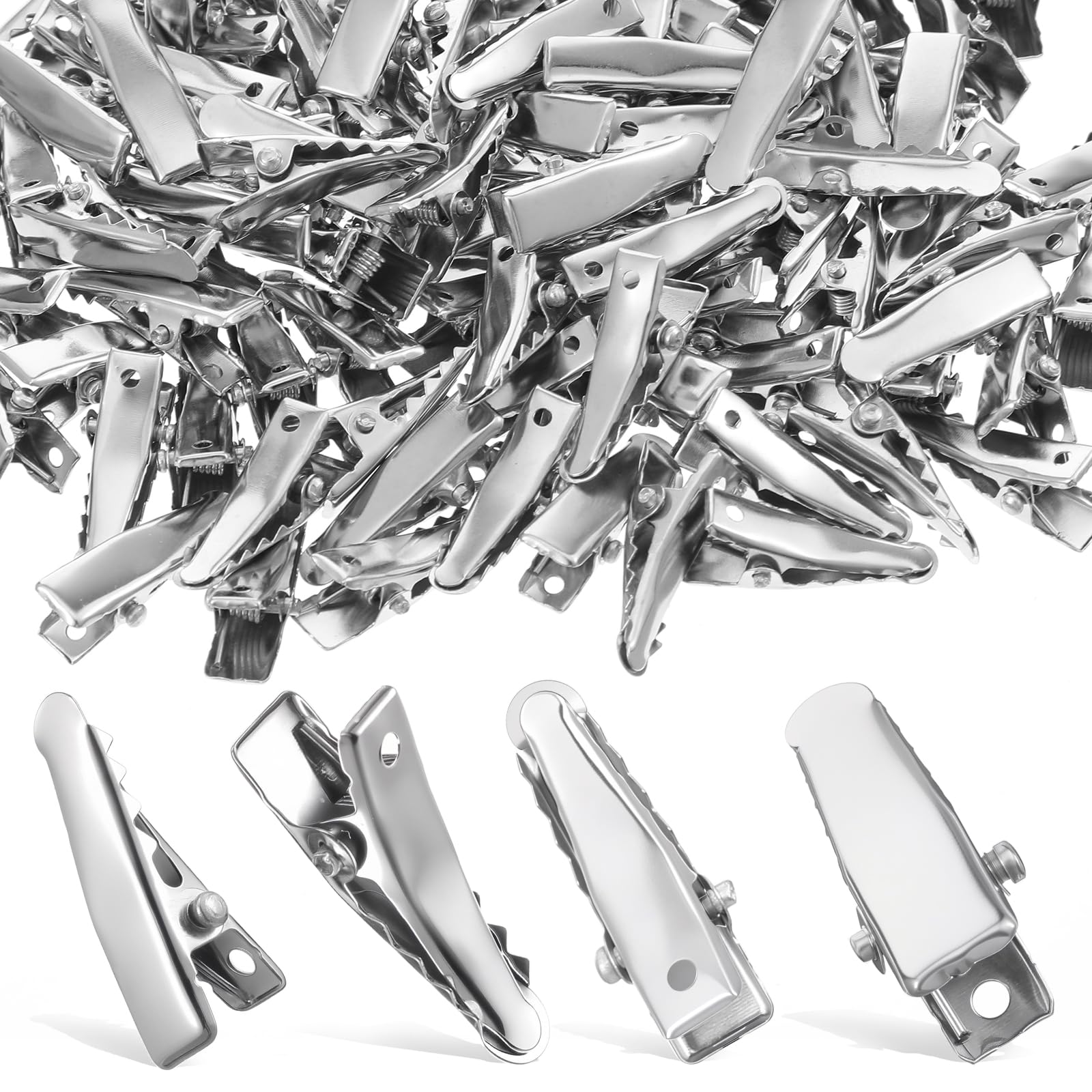 Photo 1 of 160Pcs Small Metal Alligator Hair Clips 0.94Inch Sliver Mini Alligator Clip