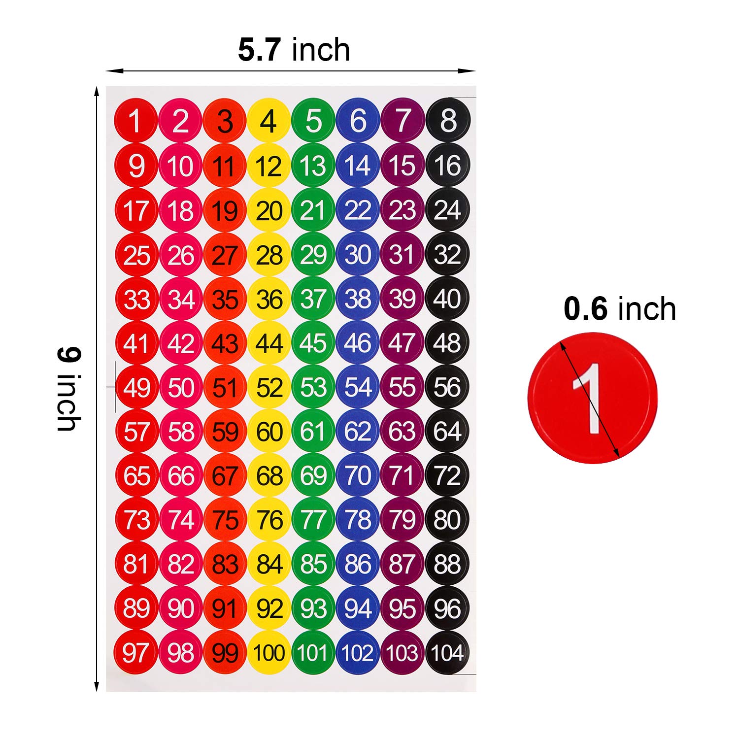 Buy 2080 Pieces Round Number Labels Stickers Neon Number Labels Circle