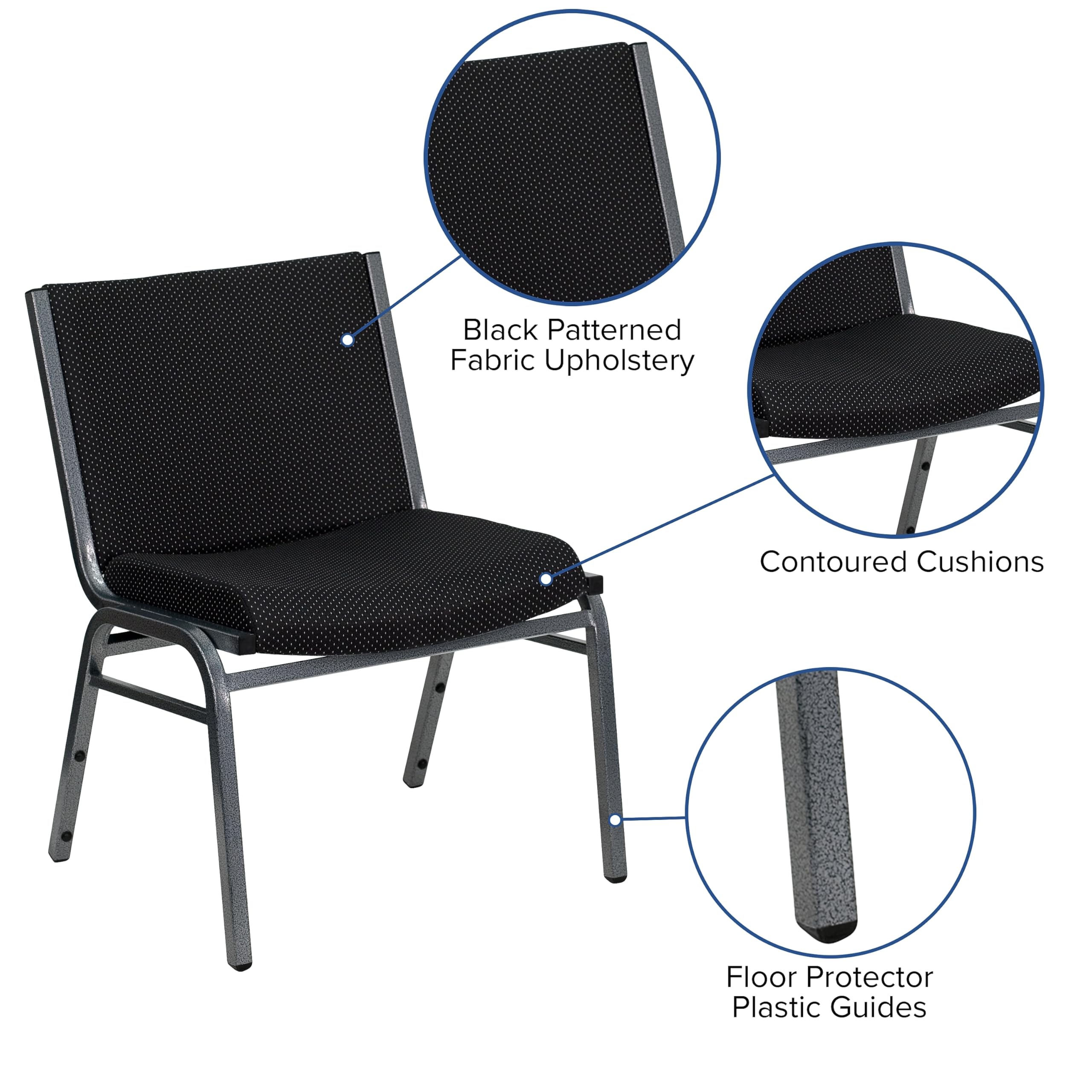 Flash Furniture Hercules Big & Tall Fabric Stack Chair Black | Fabric Upholstery Durable Construction Commercial Use 1000 LBS. Weight Capacity product thumbnail 8