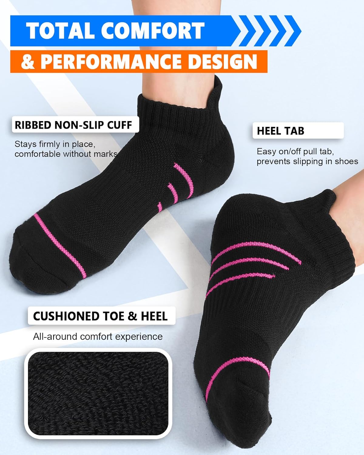 5 Pairs Copper Compression Socks for Women & Men - Ankle Plantar Fasciitis Arch Support Running Socks for Athletic - Image 3