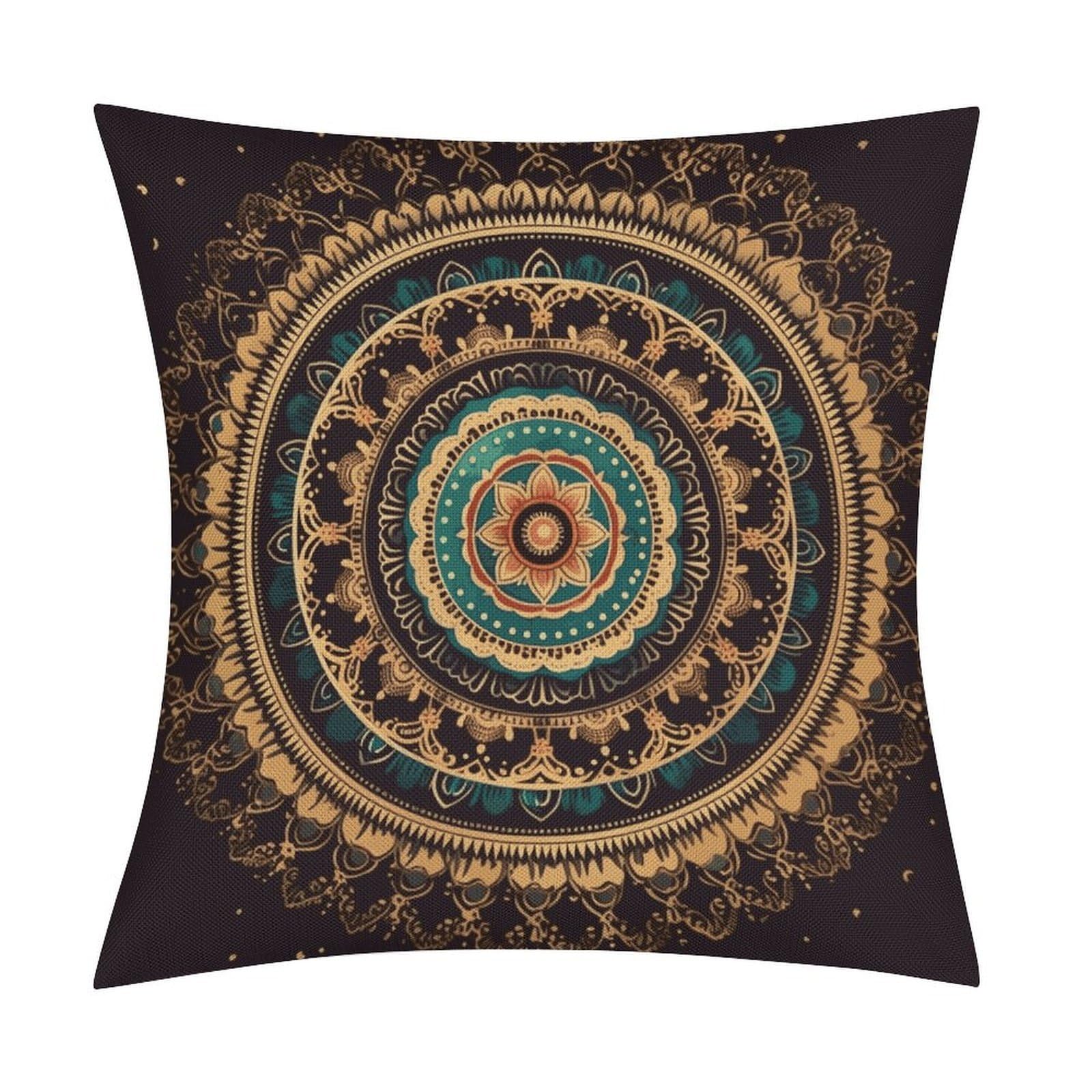 FekiLoot Mandala Throw Pillow Cover Soft Square Cushion Case Farmhouse Cushion Cover Decorative Pillow Cover Modern Pillowcase for Sofa Living Room Bed Home Decor 18x18 Inch