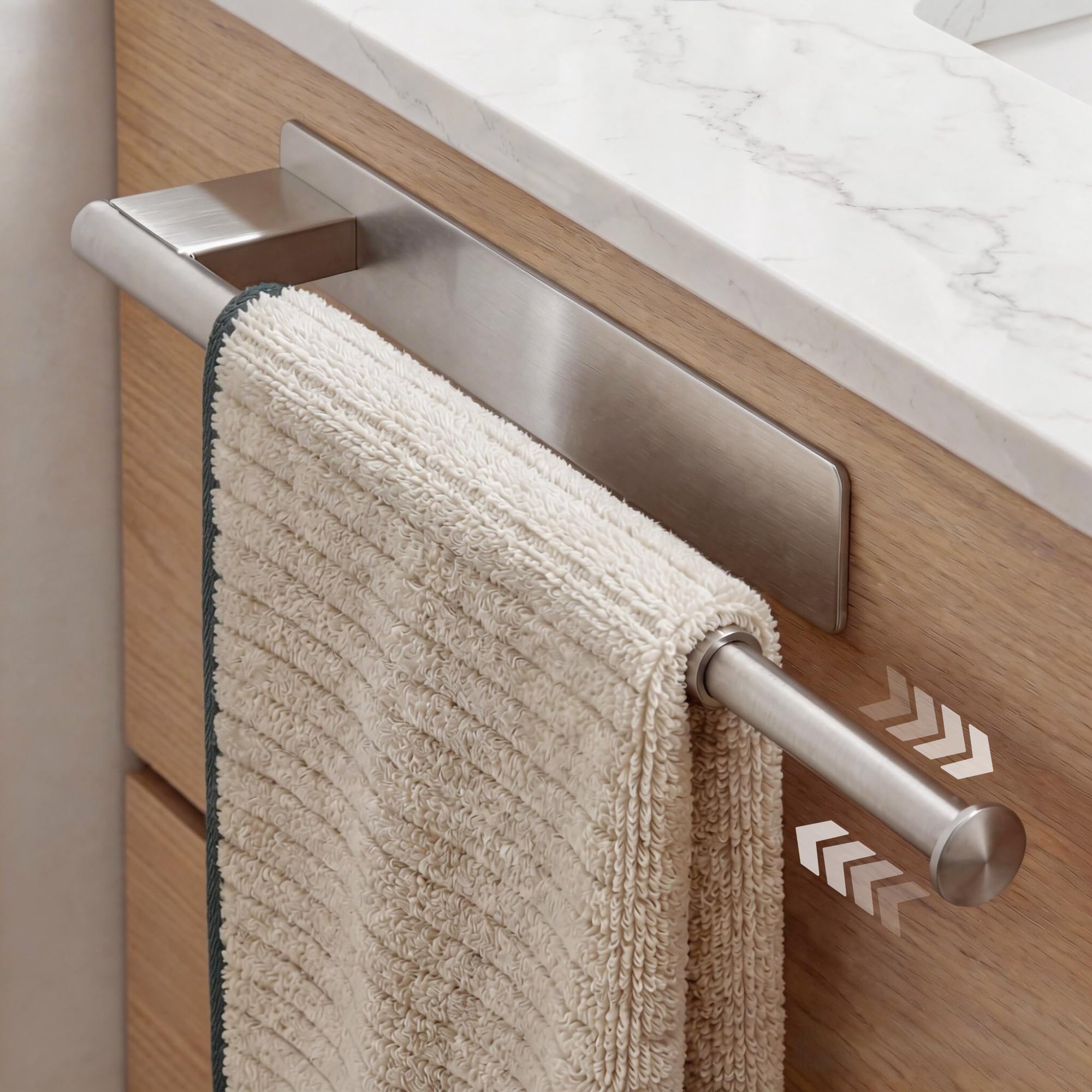 Toalleros de Baño sin Taladro Extensible (25-39 cm) – Accesorios de Baño para Colgar Toallas sin Dañar Superficies – Toallero Adhesivo de Acero Inoxidable 304 - Fácil Instalación (Plata)