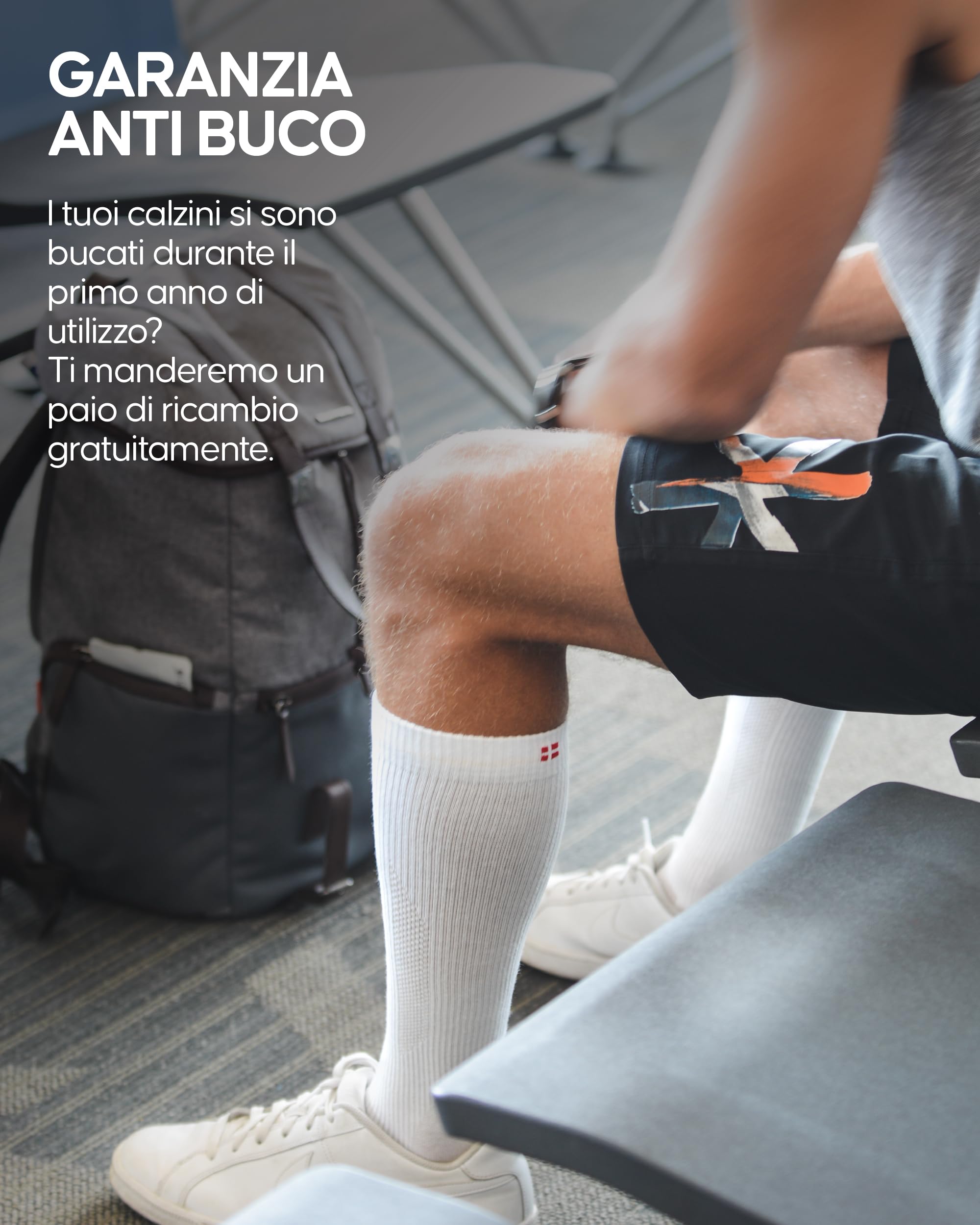 DANISH ENDURANCE Calze di Contenimento in Cotone Biologico 14-18 Mmhg, Lavoro, Sport, Recupero, Uomo e Donna