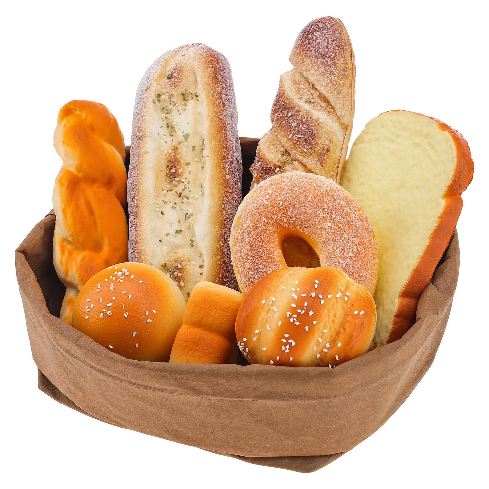 Artificial Bread 8 Pack Realistic Fake Baguette & Bread Loaf Set,Decorative Breads for Photography Props, Kitchen Display, Fake Food Props, Home Decor