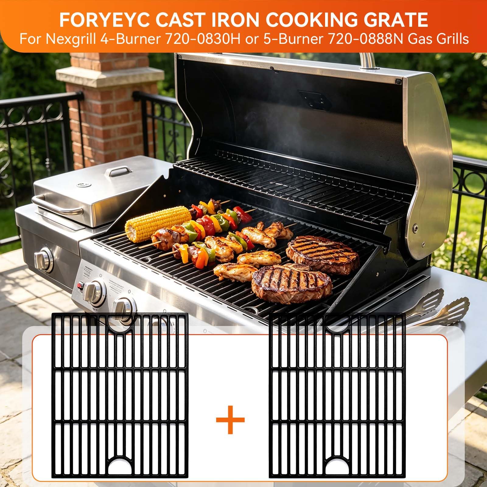 Amazon.com : 13 x 17 Cast Iron Cooking Grates for Nexgrill 4