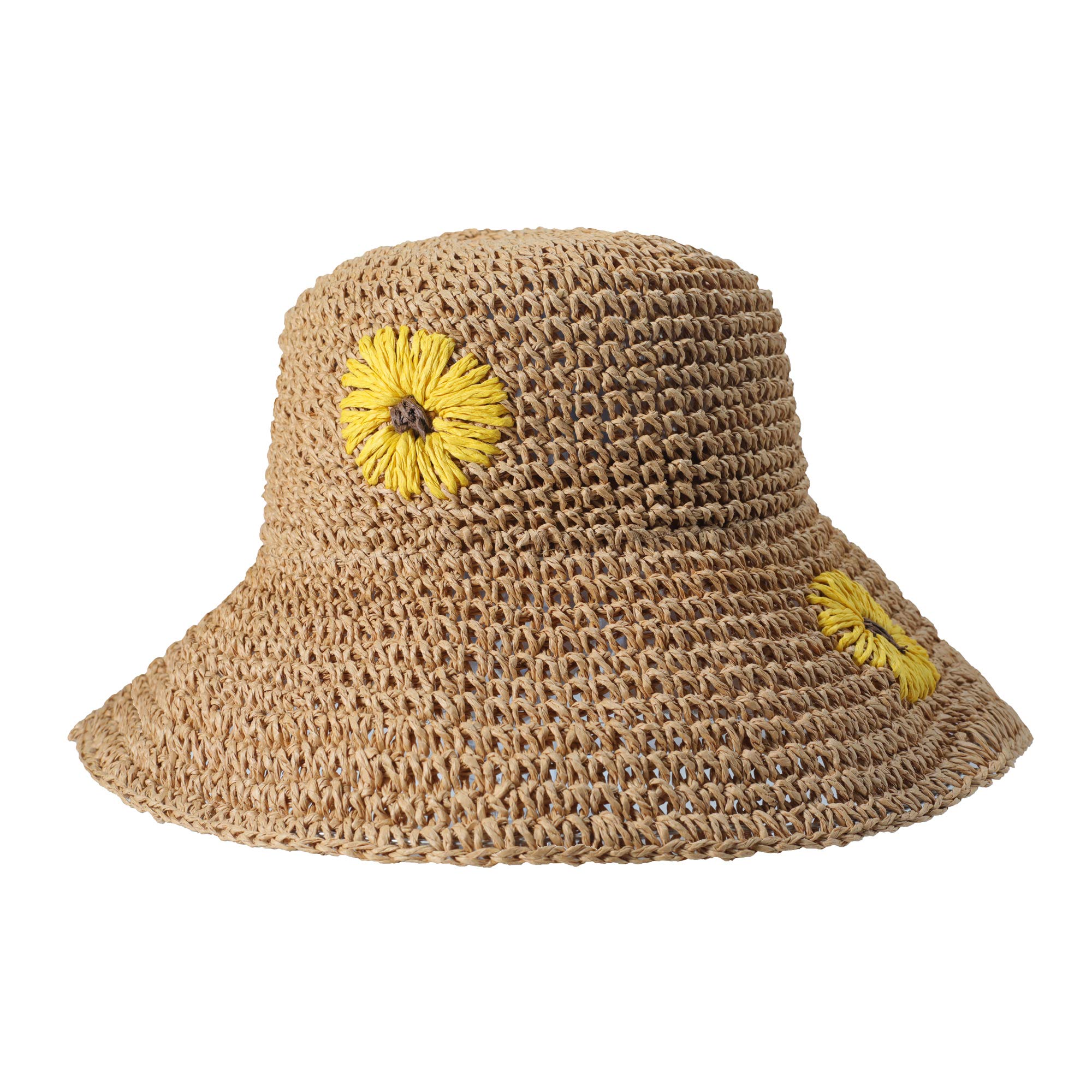 ZLYC Mujer Sombrero de Paja Verano Plegable Pamelas de Playa Sombrero de Sol